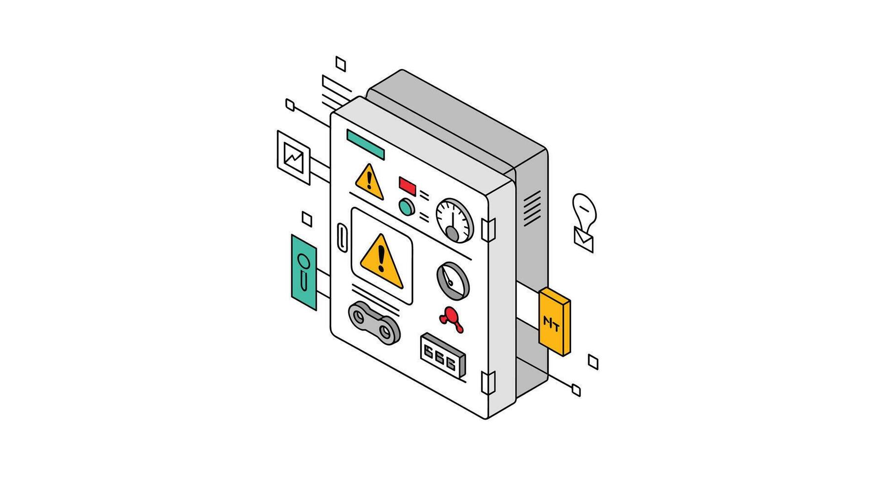 Electrical Panel Components and Wiring Diagram Overview of Circuit Breakers and Connections vector
