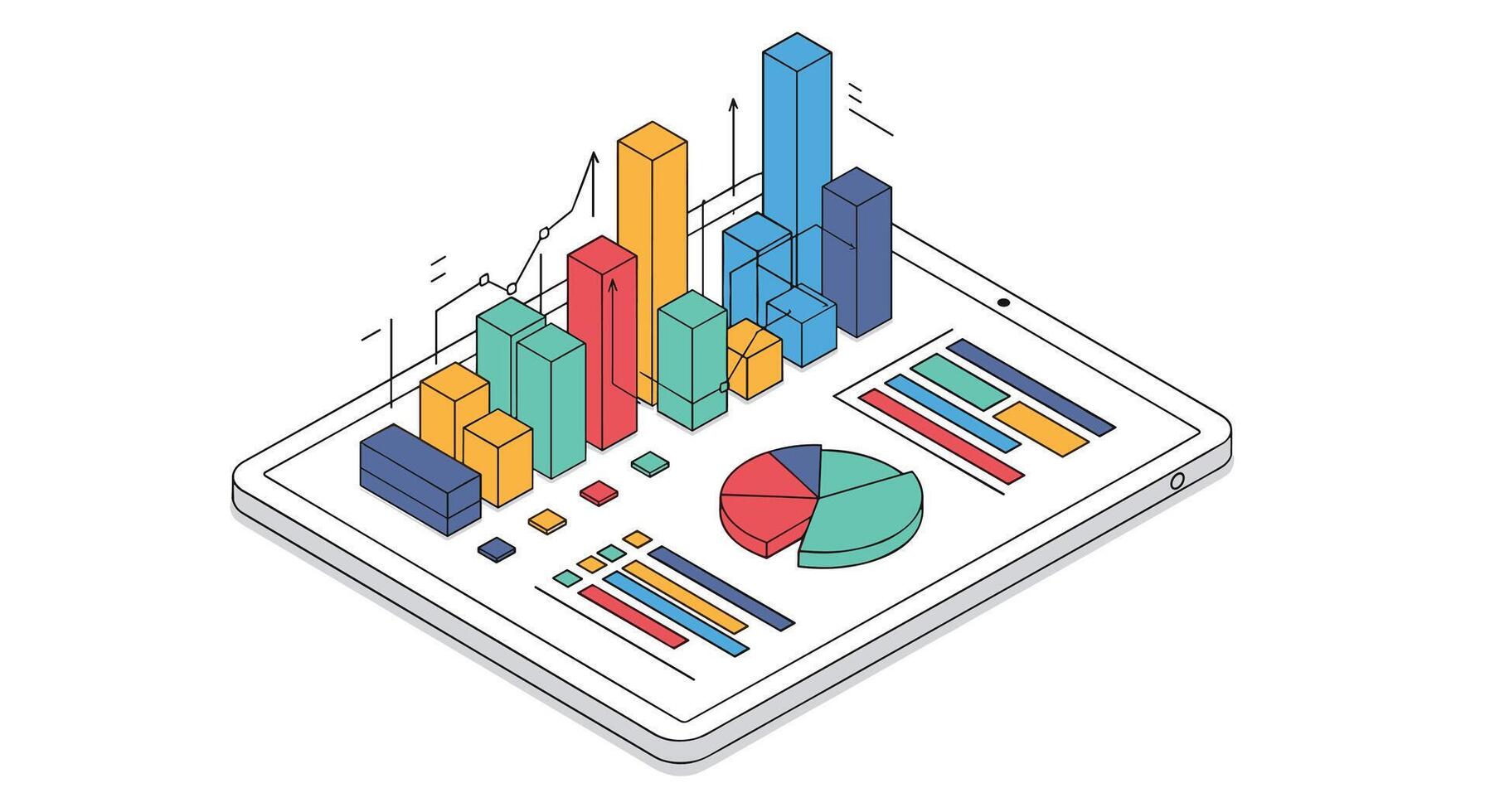 Analyzing Business Performance Data and Uncovering Trends Using Interactive Data Visualization Tools Available Online vector