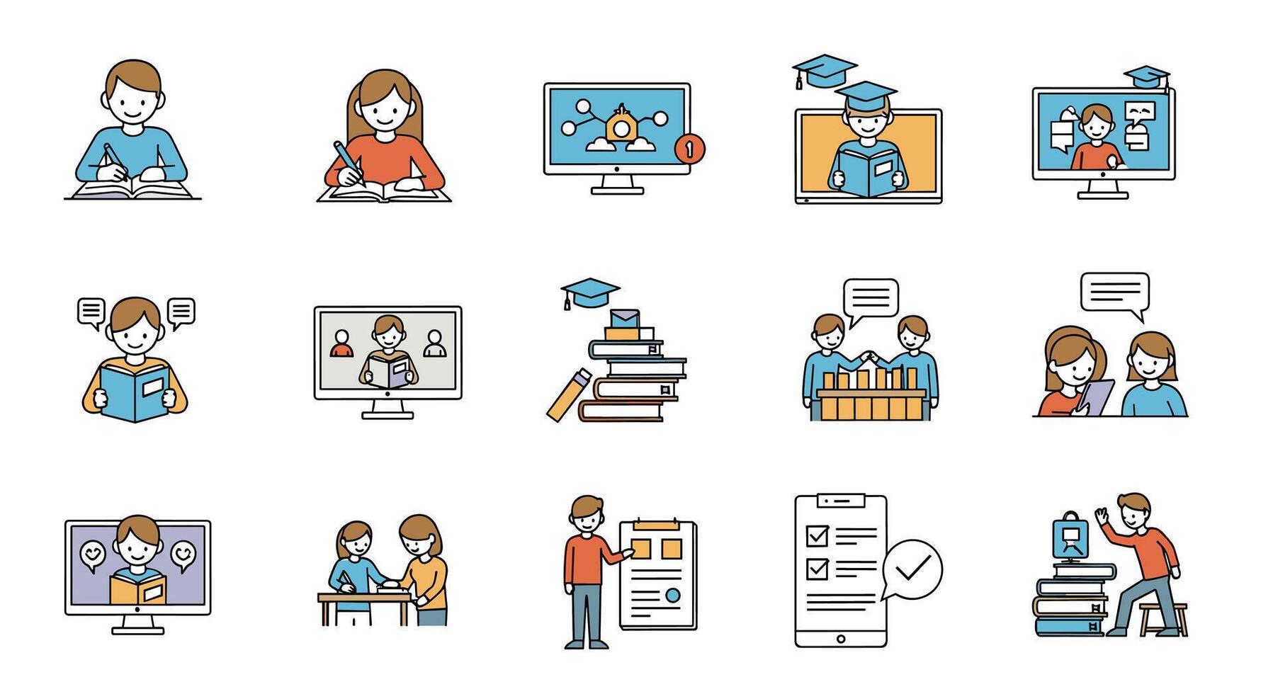 Education Online Learning Remote Studying Teaching Academic Success and Educational Technology Innovation vector