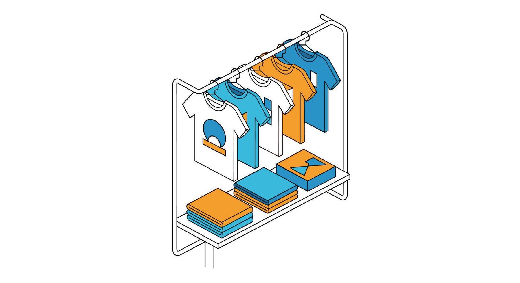 Organization and Storage of Clothing Items in a Simple Wardrobe Isometric Illustration Style vector