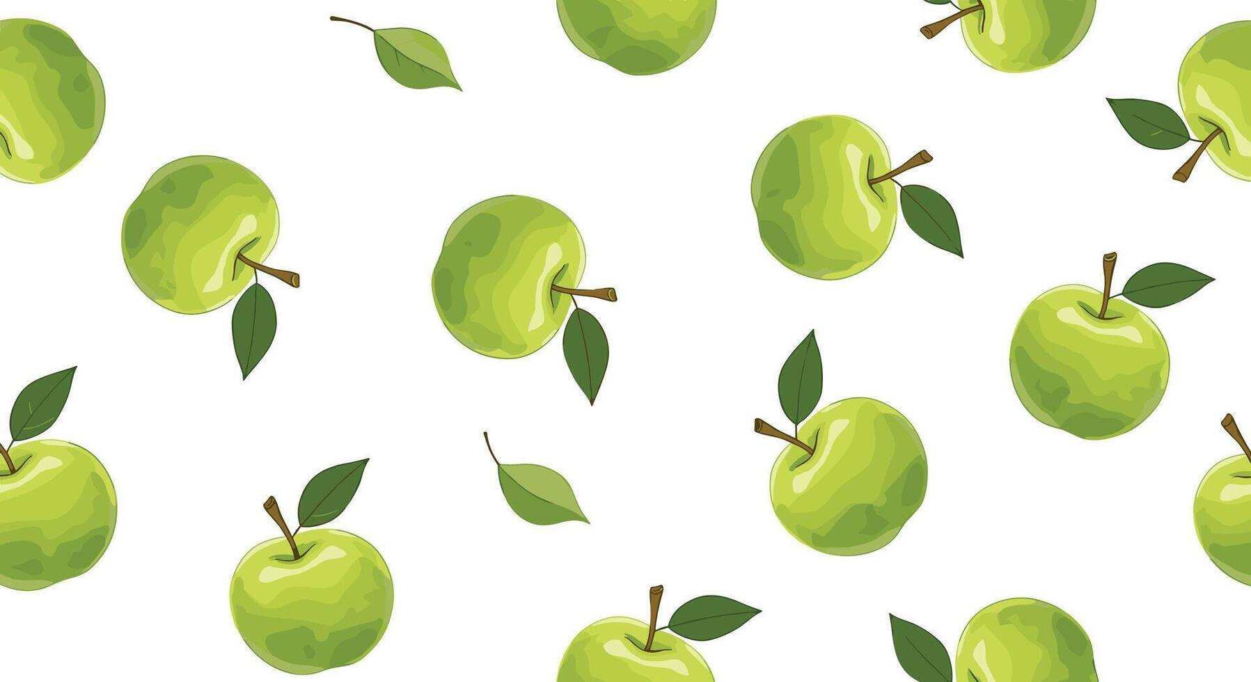 A Refreshing Delight An Apple Orchard Theme Full of Green Apples and Leaves vector