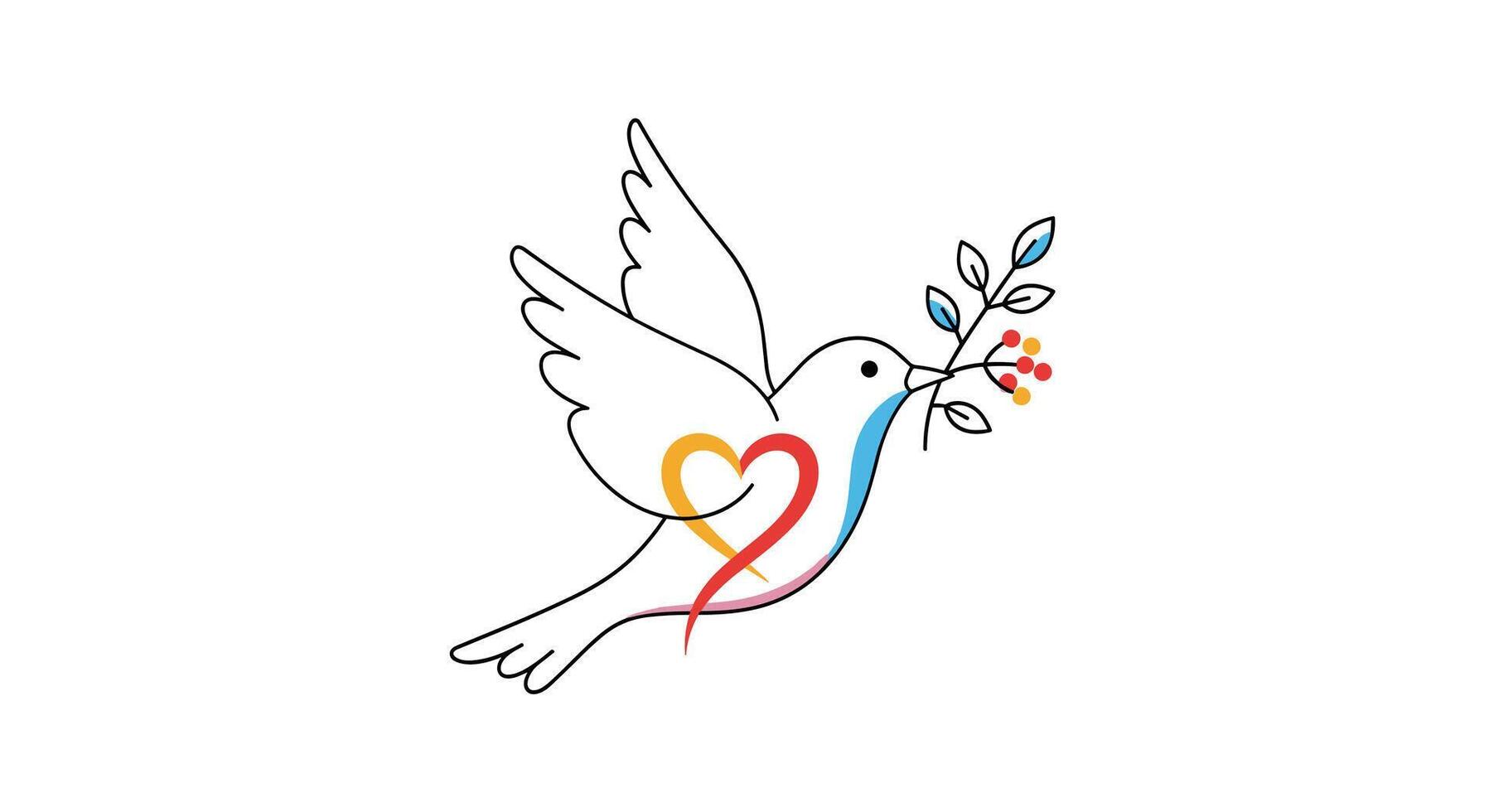 Symbolic Depiction of Unity and Harmony Through Avian Representation and Expressive Iconography Elements vector