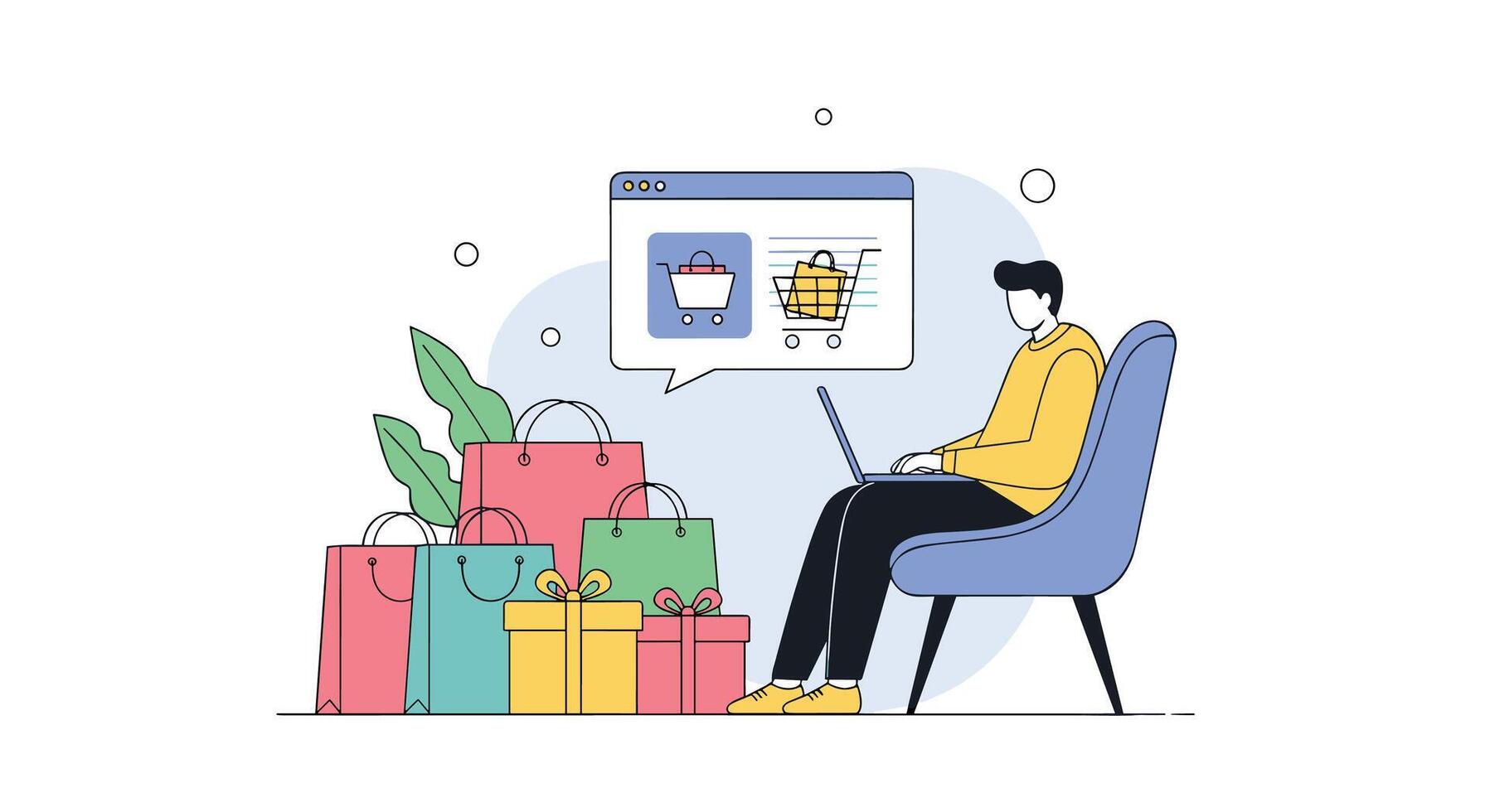 Online Shopping and E-Commerce Enjoy Shopping in the Comfort of Your Own Home vector
