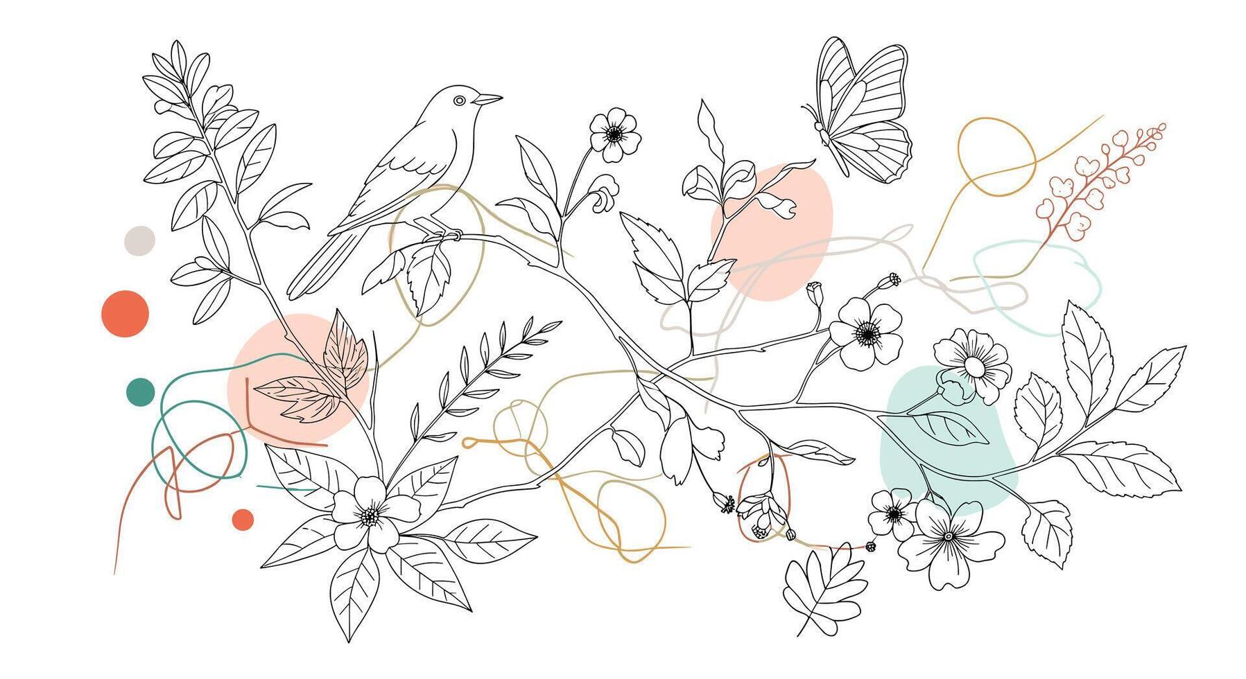 The Gentle Weave of Nature An Abstract Expression of Floral and Geometric Harmony vector