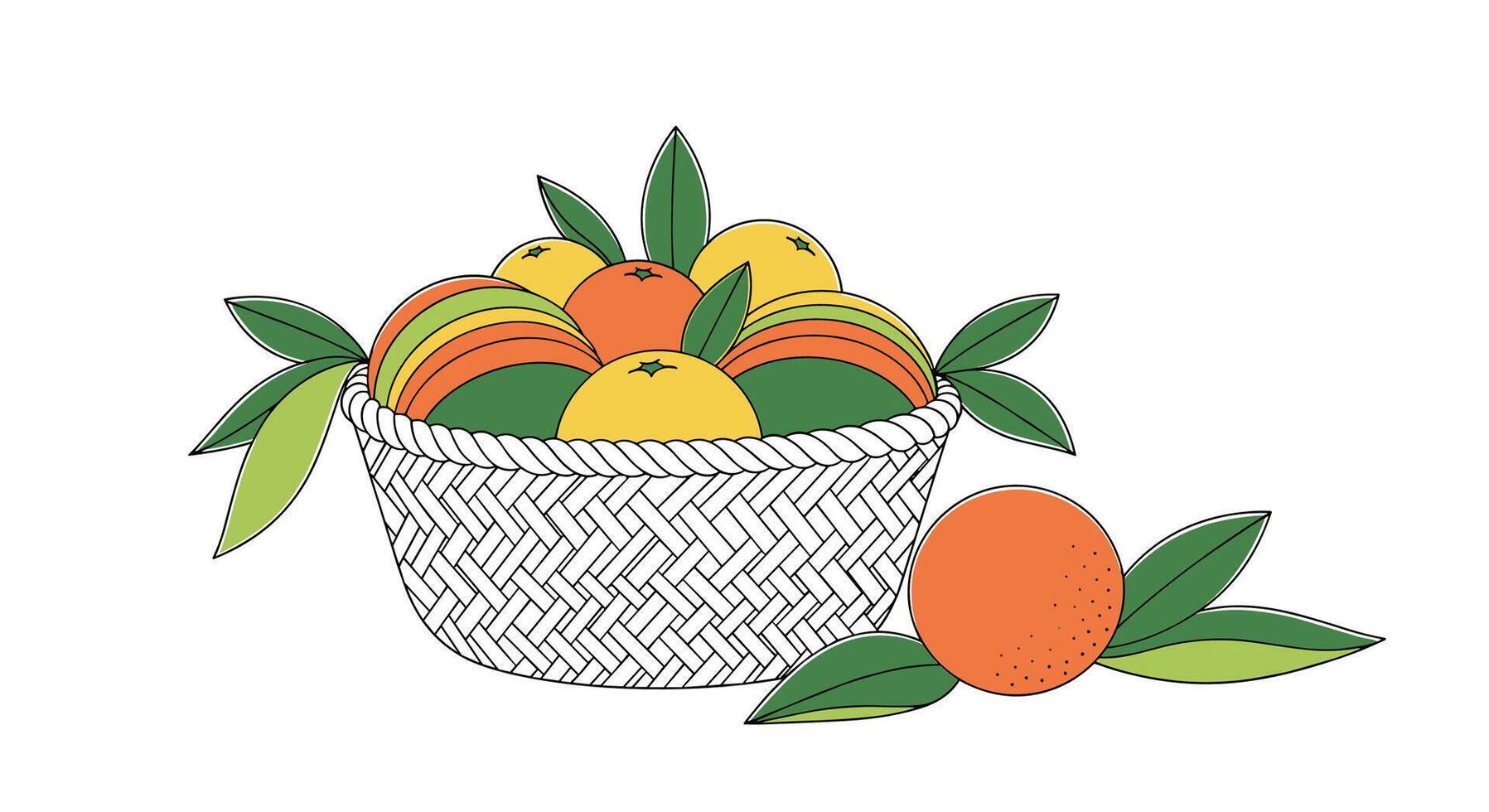 A Beautiful Basket of Fresh Oranges Awaiting to Be Enjoyed With Excitement vector