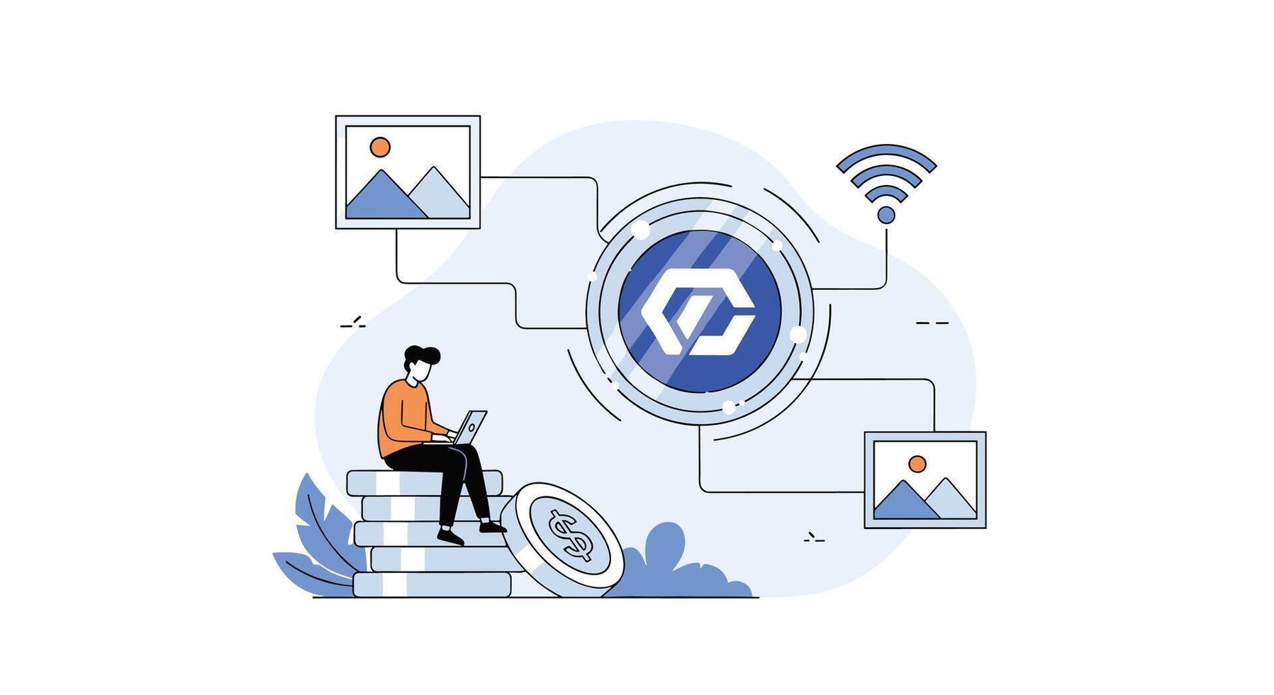 Exploring the Landscape of Blockchain Technology Digital Assets and Decentralized Finance Concepts vector