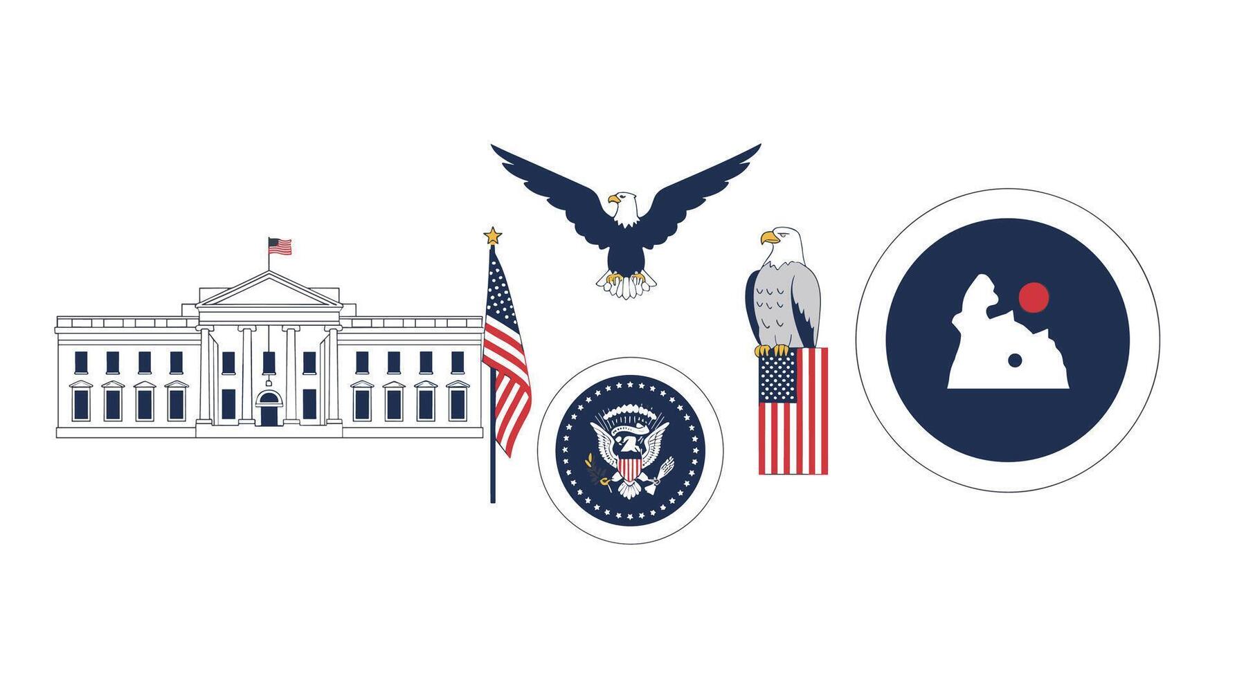 Exploring the Essence of American Government Power Structure Symbols and Patriotic Visual Representations vector