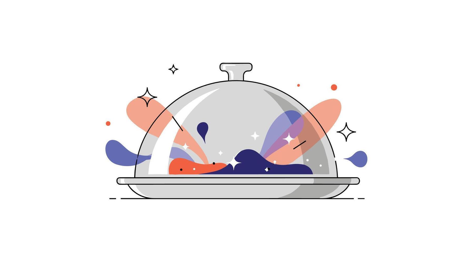 A Gleaming Cloche Reveals a Culinary Masterpiece An Invitation to Delicious Experiences vector