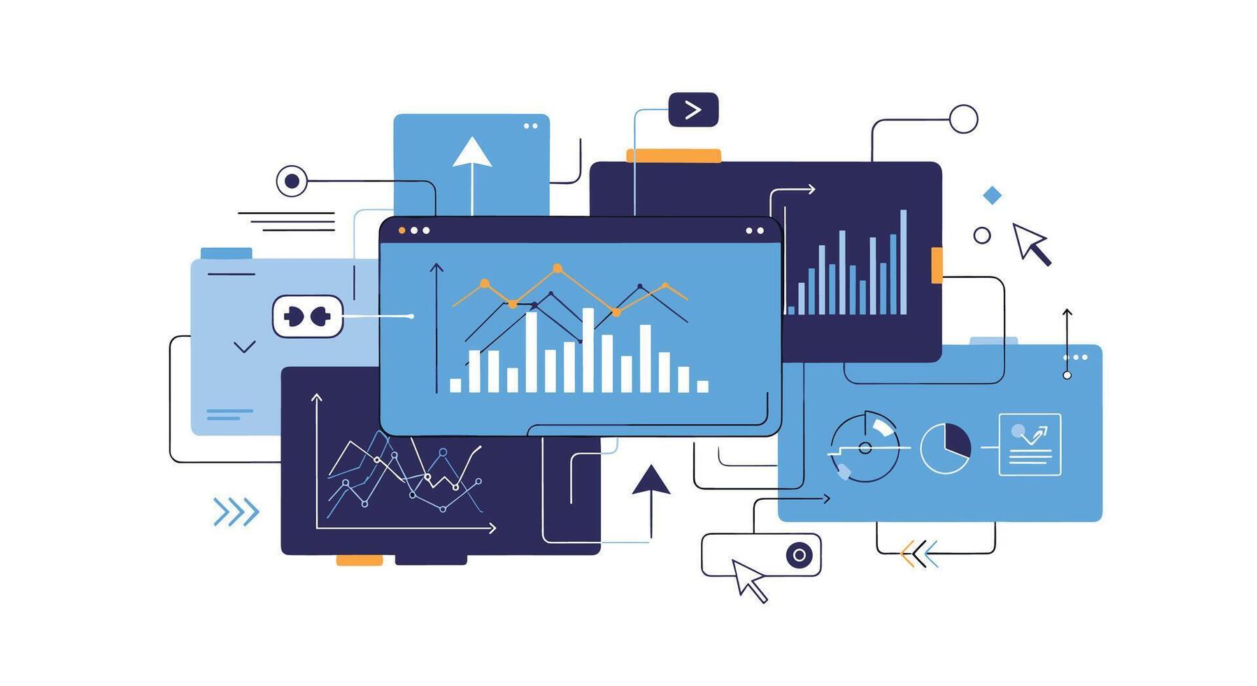 The World of Data Visualization A Deep Dive Into Techniques and Applications Insights vector