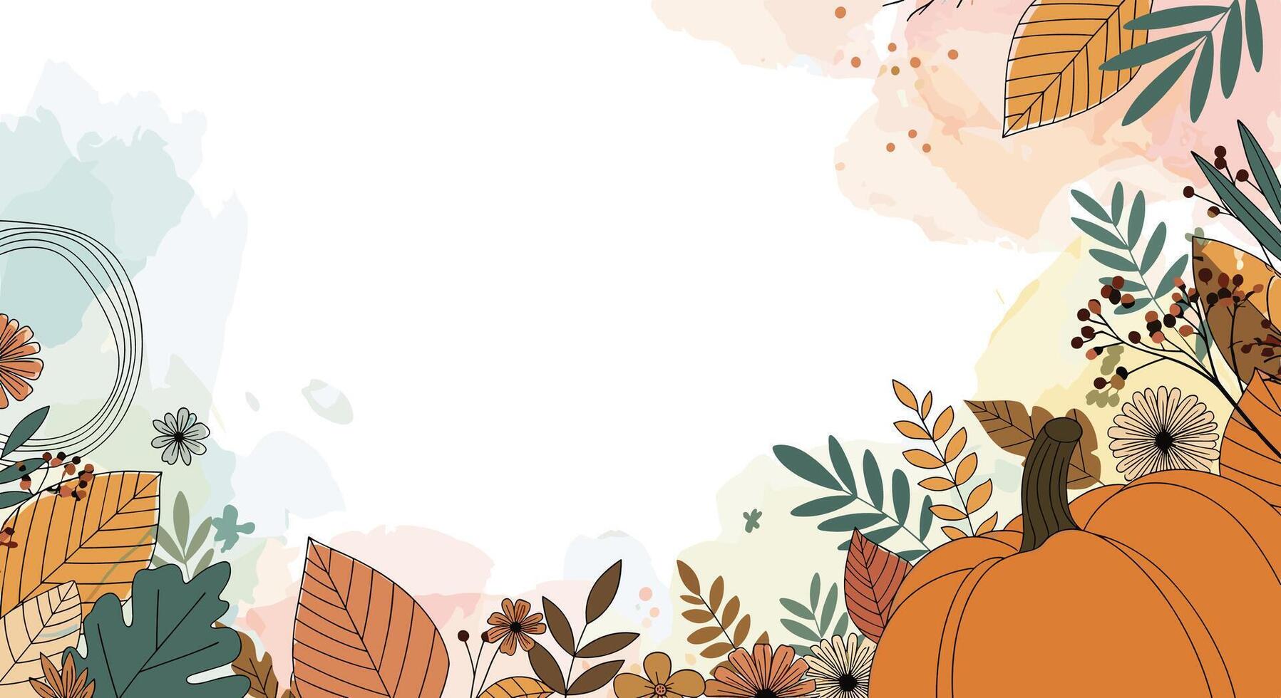 A Wonderful Autumn Harvest Season Awaits with Foliage and Pumpkins Decorations Displayed vector