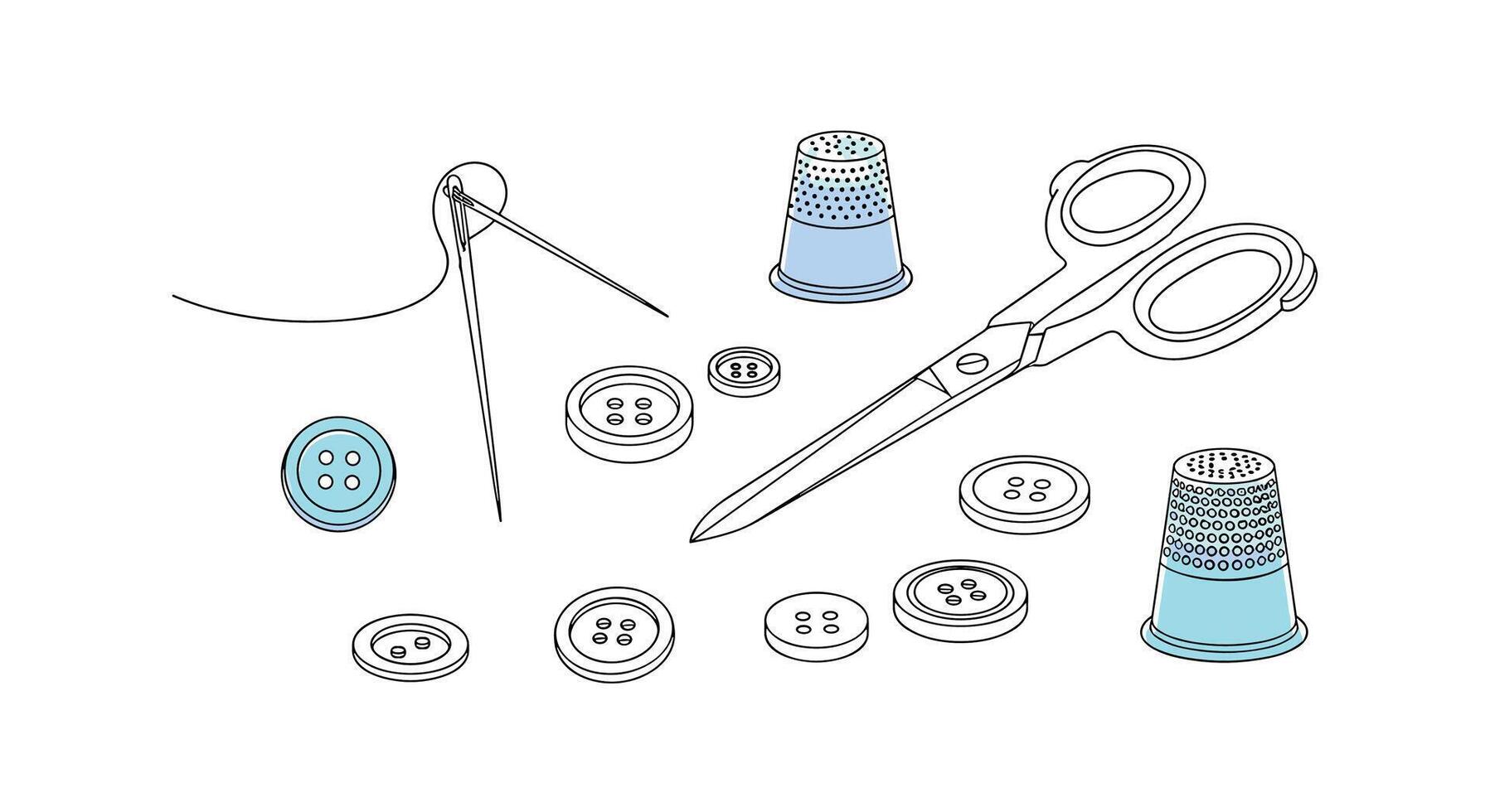 Essential Sewing Kit A Collection of Tools and Materials For Clothing Crafts vector