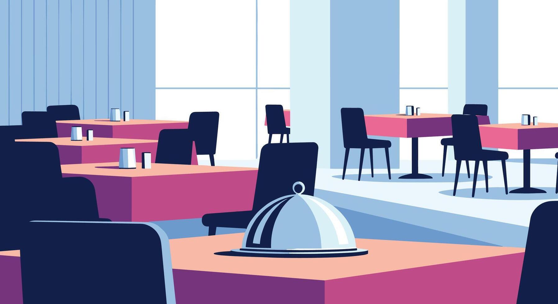A Serene Dining Room A Look at the Tables Chairs and Atmosphere vector