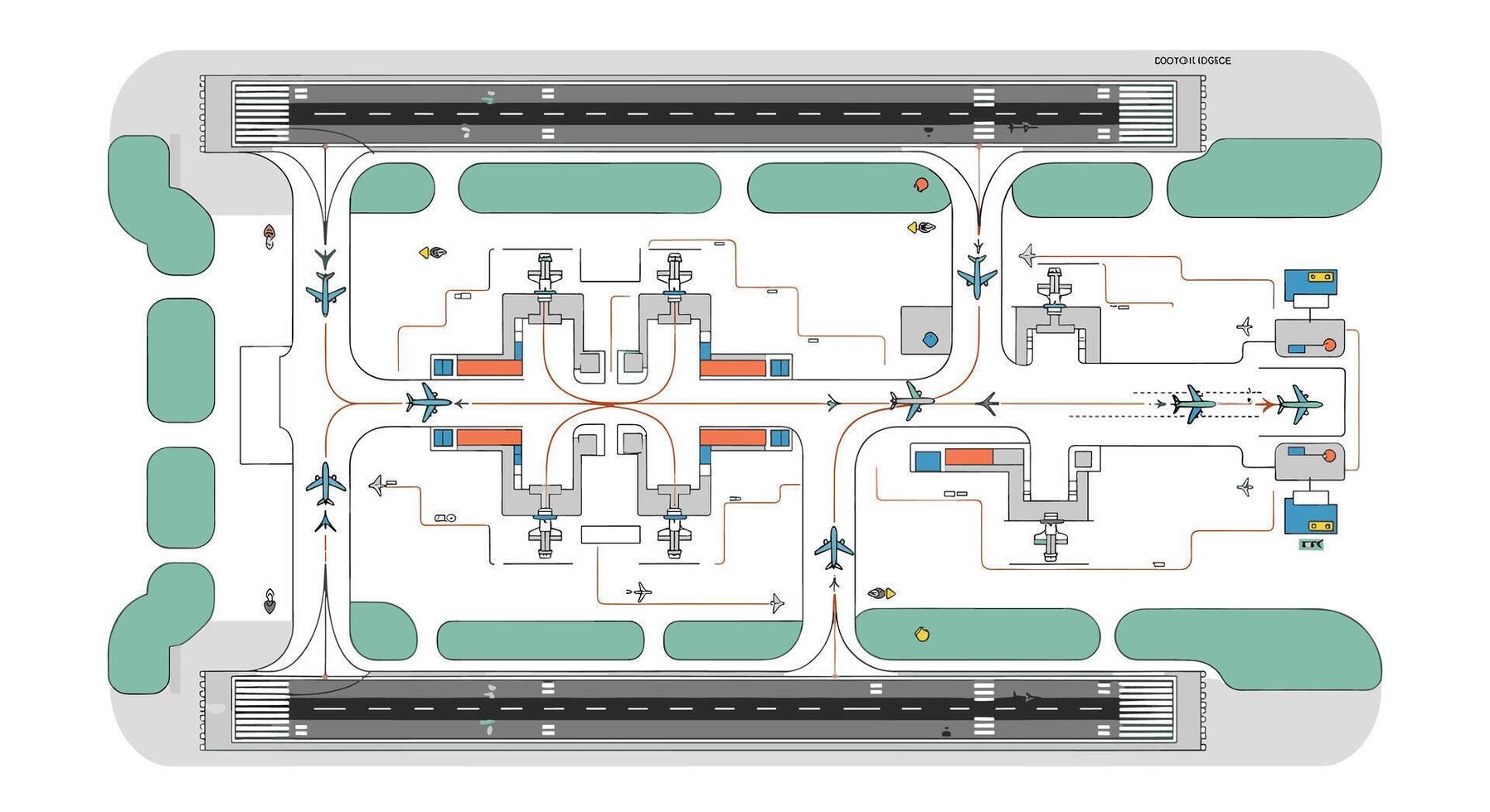 Airport Infrastructure Detailed Plan For Passenger Traffic Airspace Navigation and Ground Operations vector