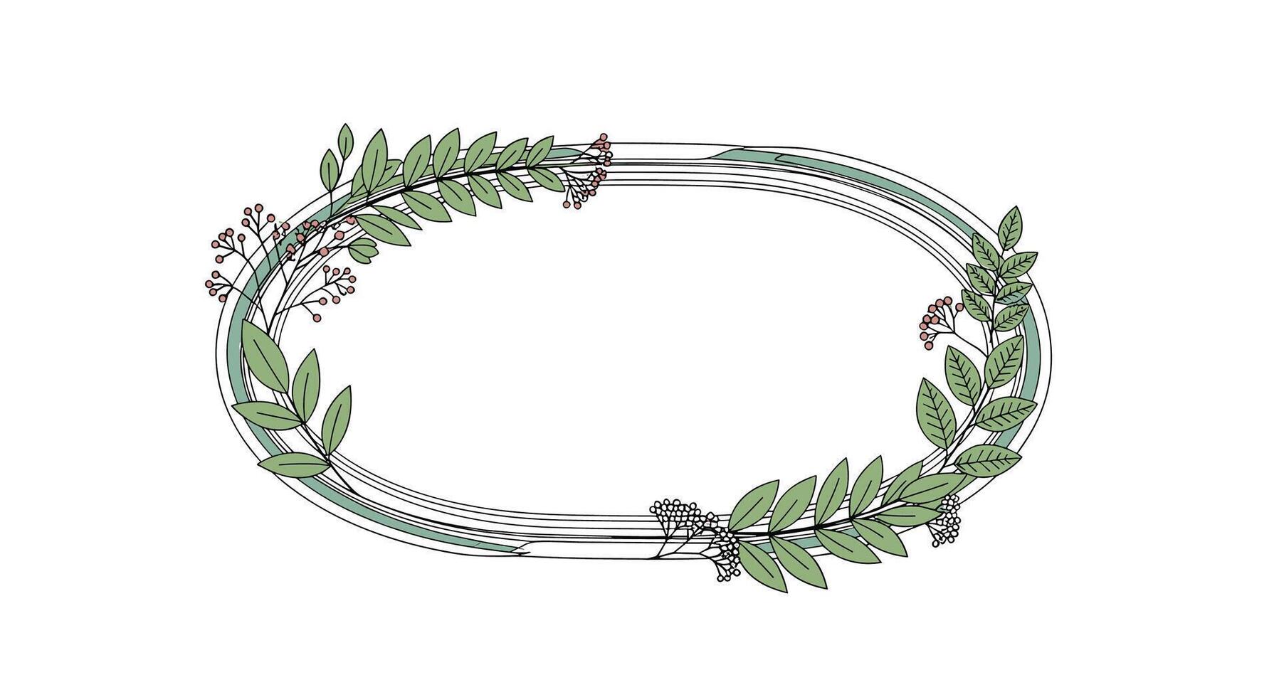 Delicate Botanical Wreath Frame With Natural Greenery Ideal for Special Event Stationery vector