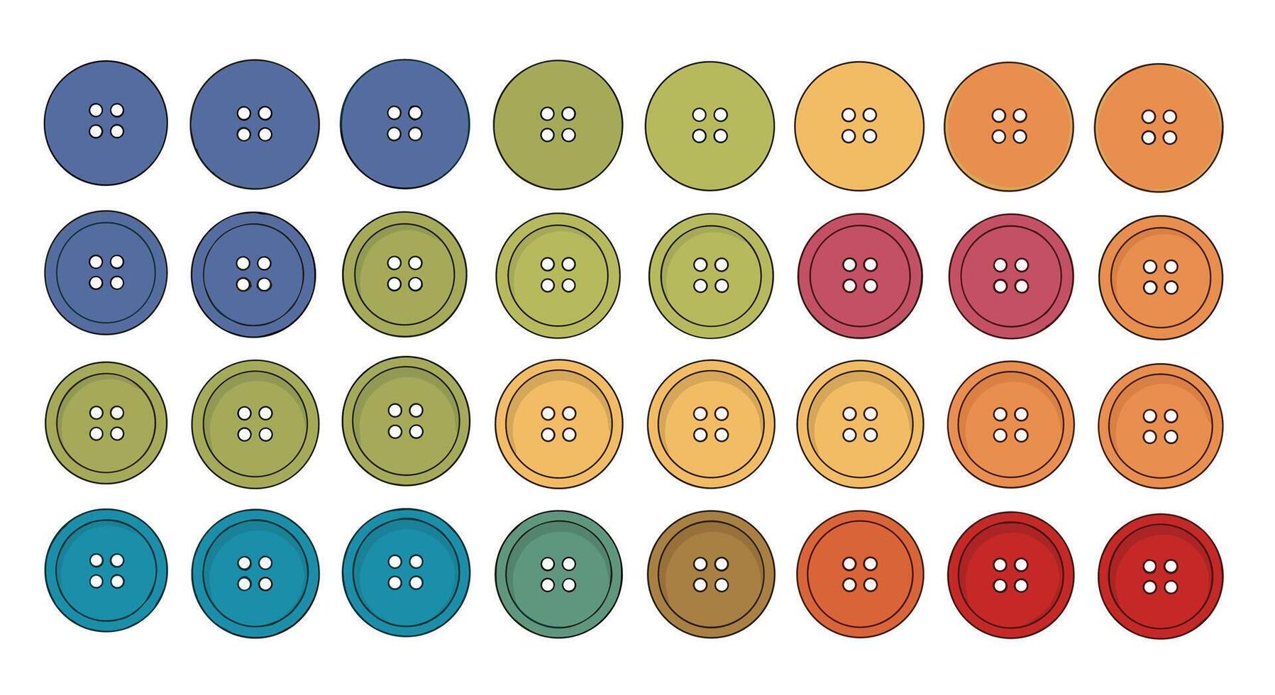 Collection of Round Buttons in Various Colors Arranged in a Neat Symmetrical Fashion vector