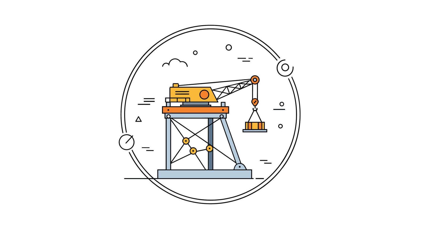 Crane Illustration in Minimal Style Isolated on White Background for Industrial Projects vector