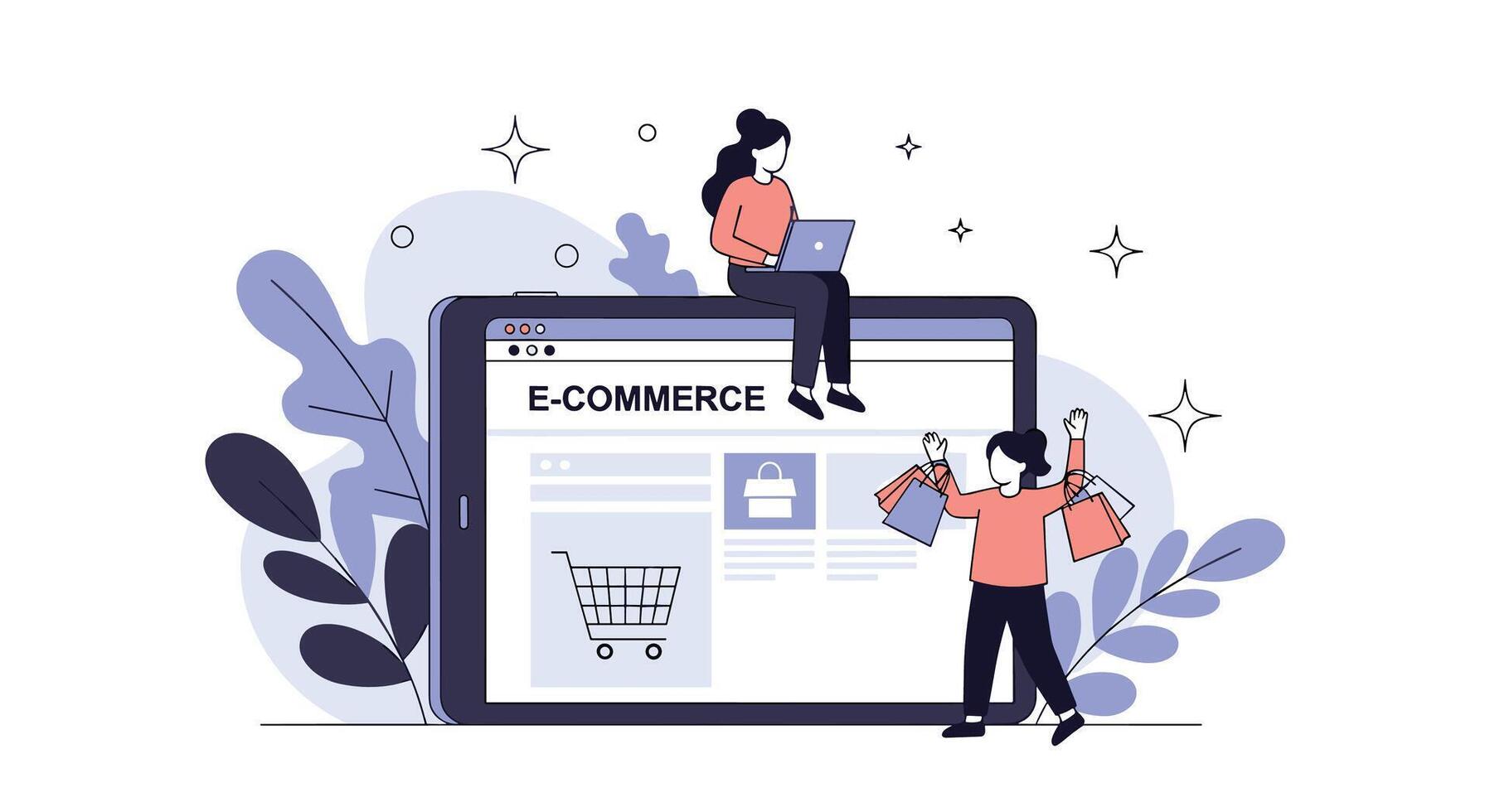 Embracing the World of E-Commerce A Guide to Online Shopping and Digital Retail vector