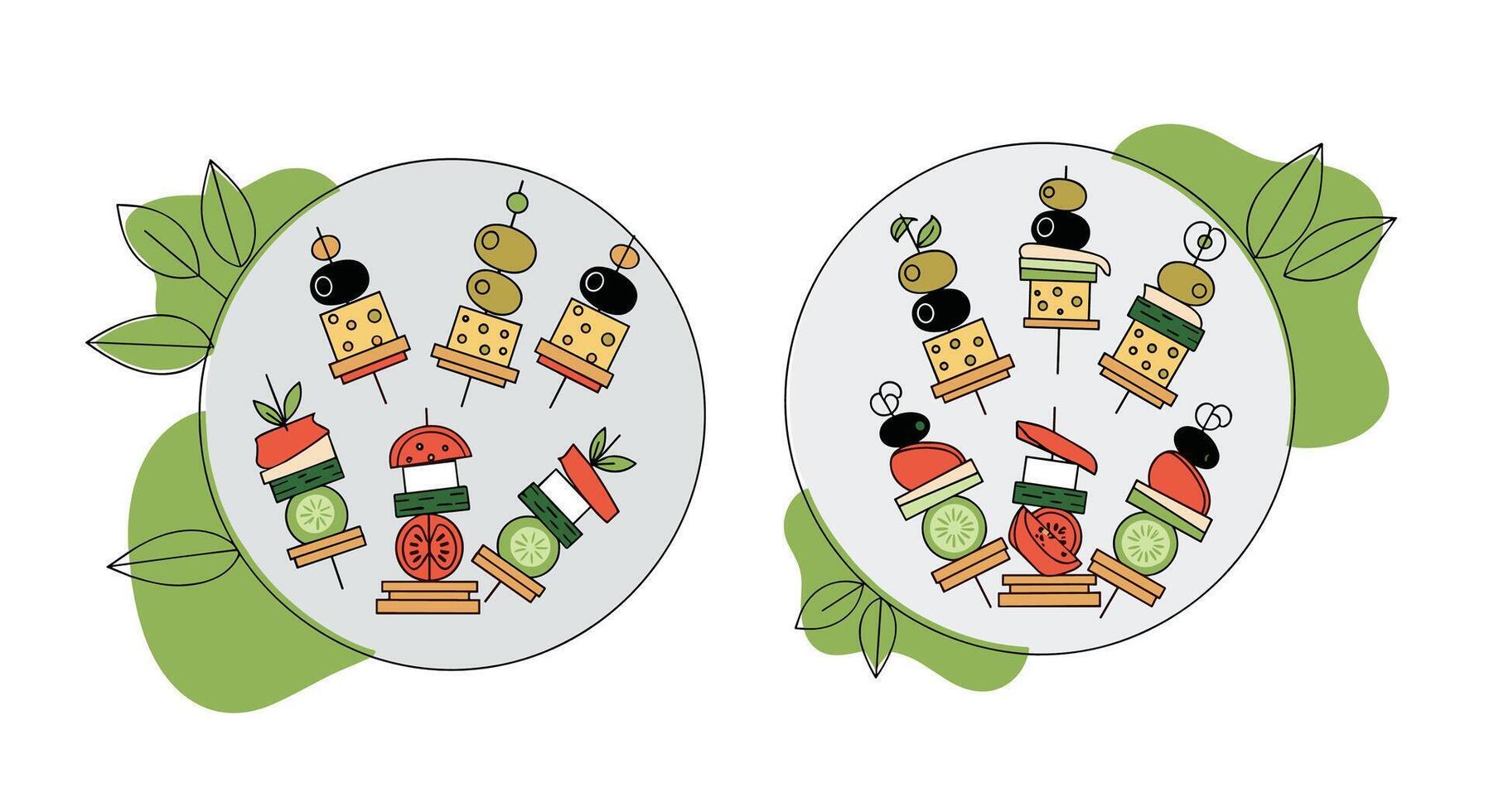 Delicious Vegetable and Cheese Skewers A Colorful Culinary Presentation for Gourmet Foodies vector