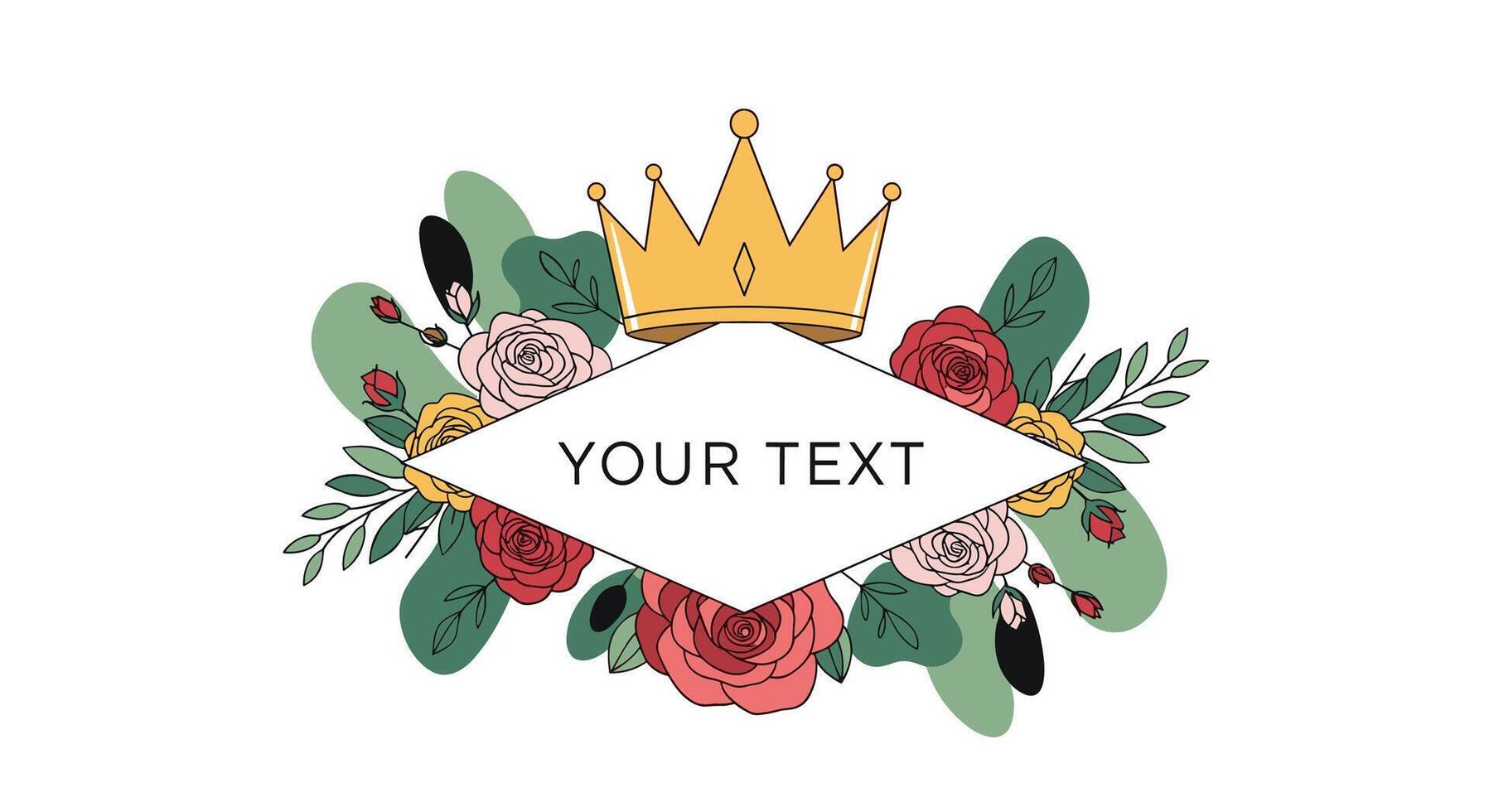 Floral Crown Illustration Design With Text Area Perfect for Wedding Invitation Cards vector