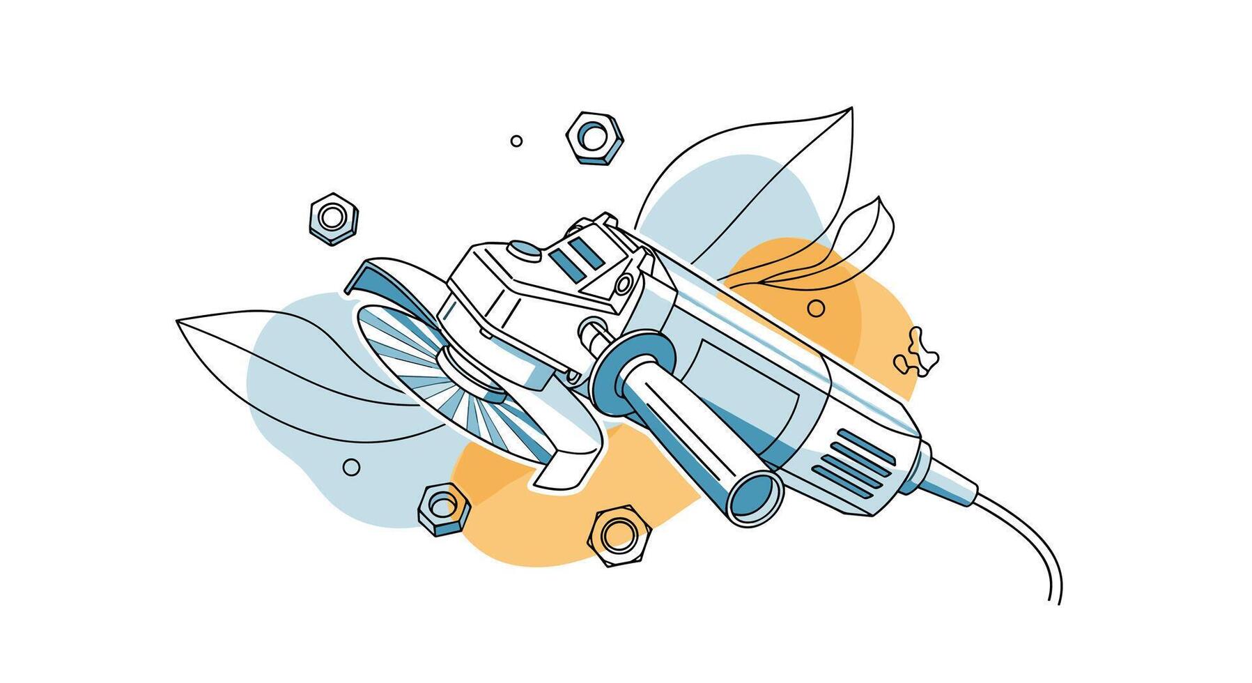 Artistic Depiction of a Power Tool Emphasizing Modern Design Elements with Abstract Shapes vector