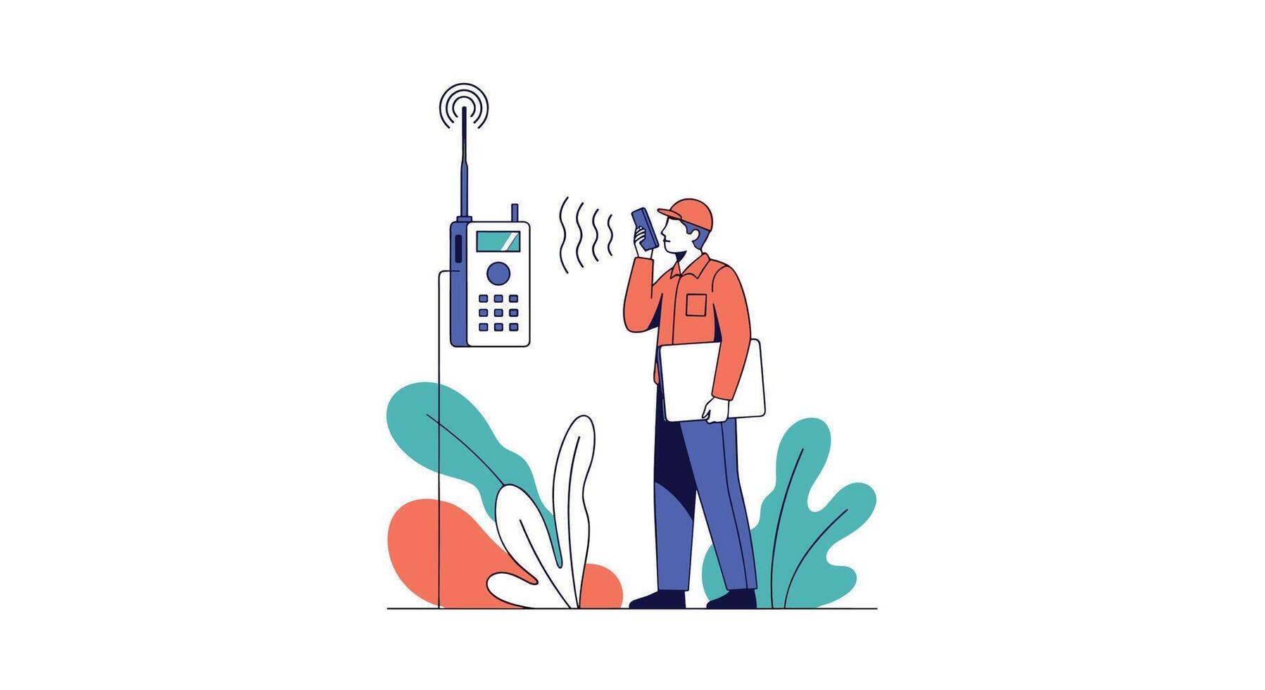 The World of Communication A Detailed Look at Radio Communication and Its Applications vector