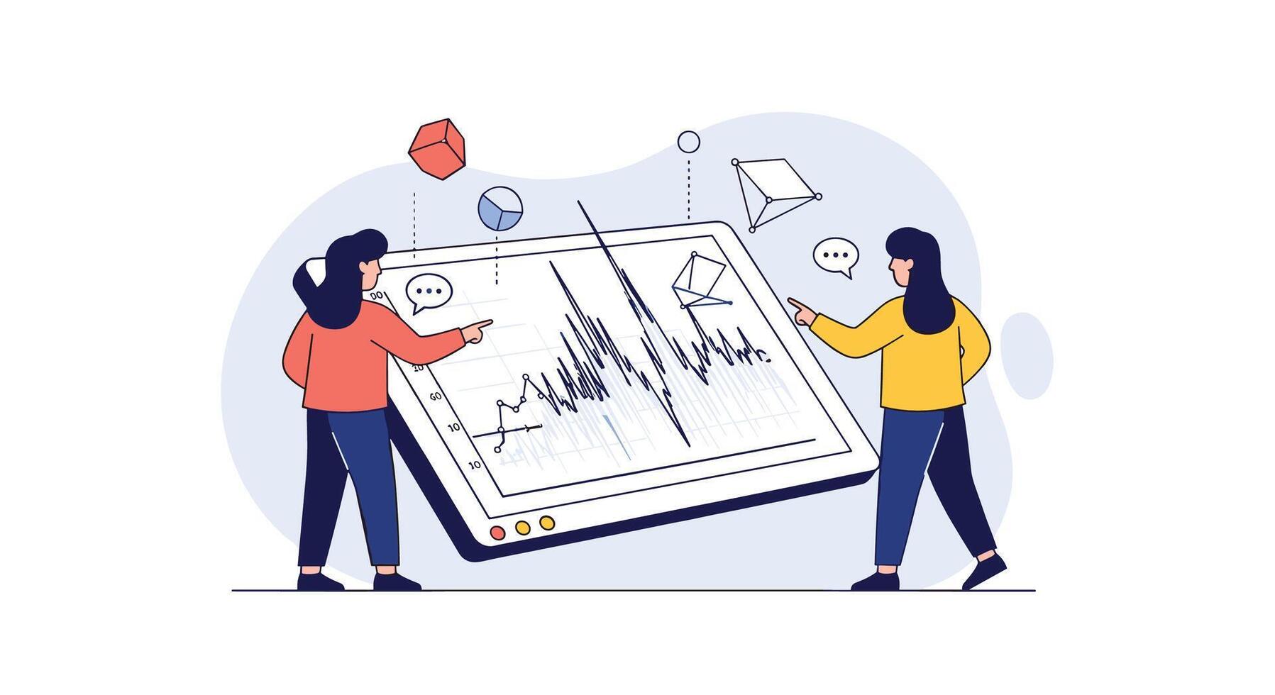 Analyzing Data A Teamwork Perspective Unveiling Insights Exploring Trends Examining Information Interpreting Results vector
