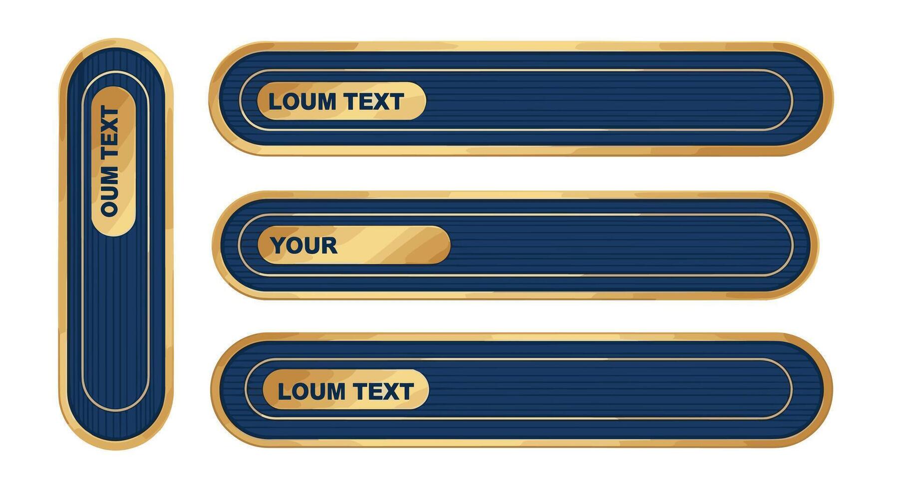 Elegant Modern Blue and Gold Text Boxes for Presentations Videos and Social Media Design vector