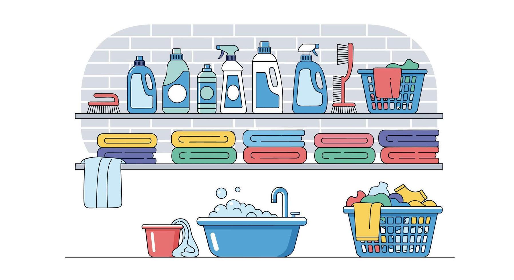 Creating A Clean and Organized Laundry Room Essential Supplies And Storage Ideas vector