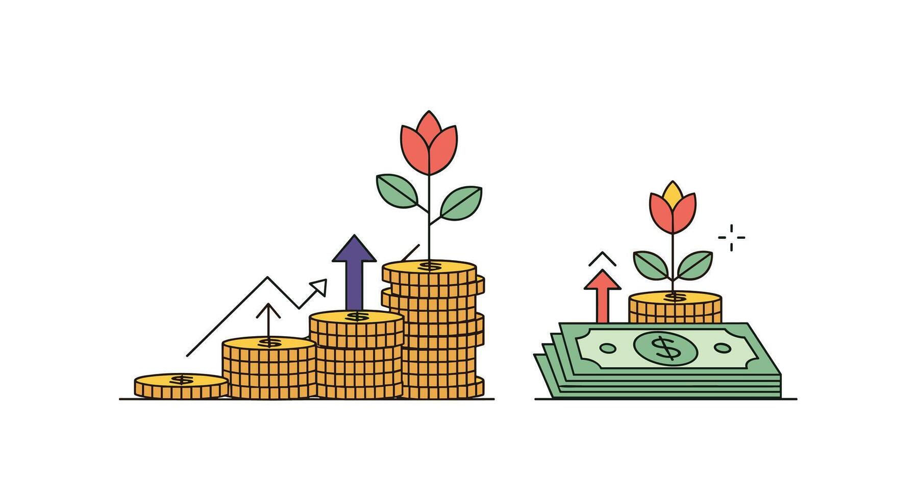 Growing Personal Wealth Through Strategic Financial Planning Investment and Long Term Growth vector
