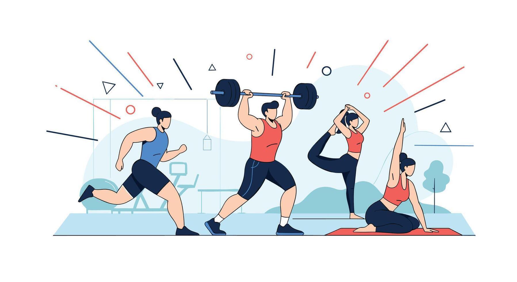 Diverse Fitness Activities A Comprehensive Approach to Wellness and Healthy Lifestyle Choices vector