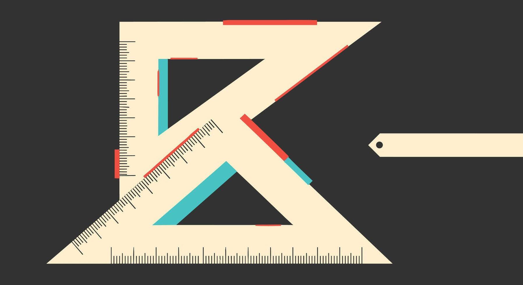 Geometric Shapes Animation with Rulers Illustrating Design Principles and Visual Composition Techniques Applied vector