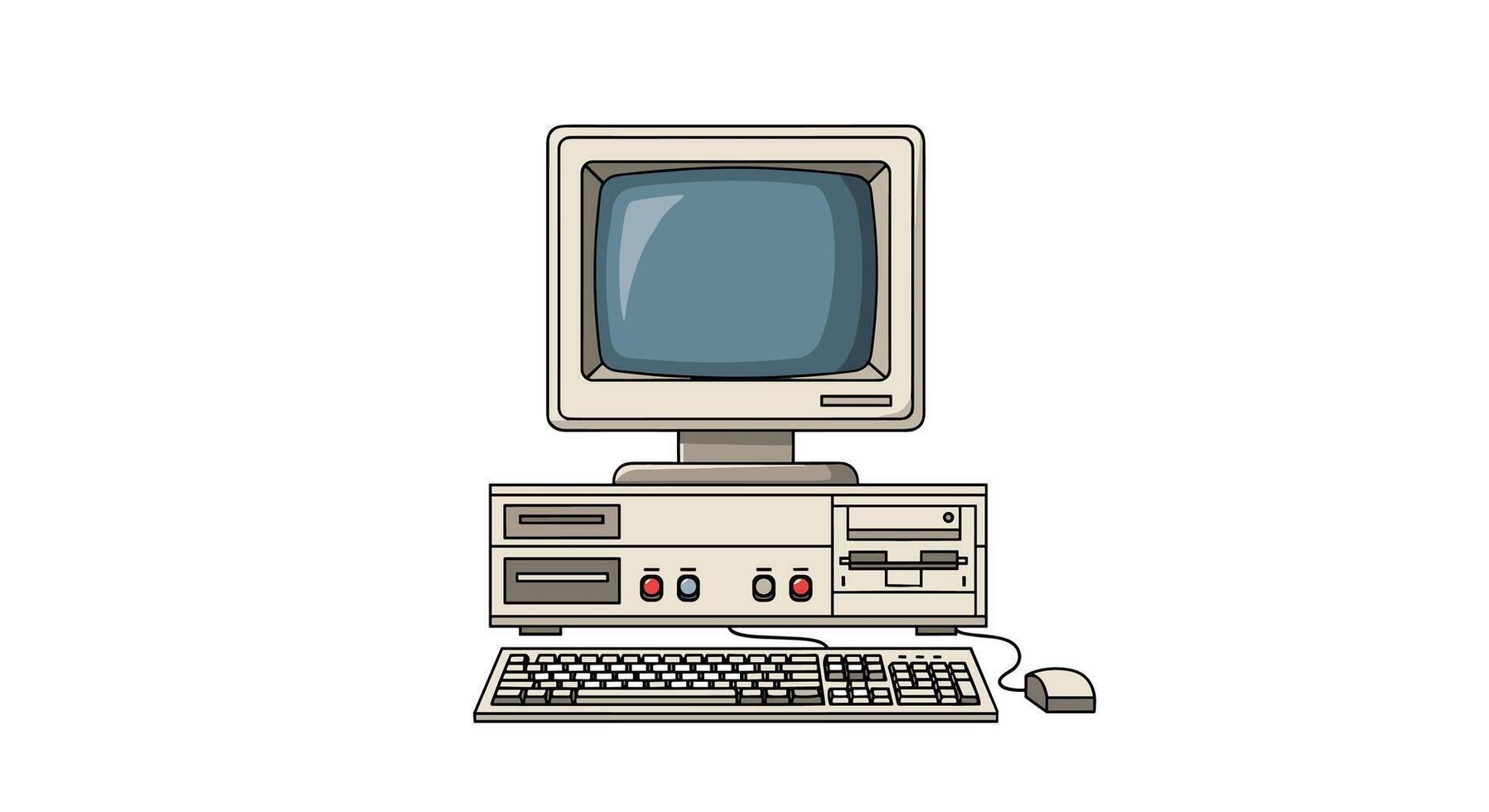 Retro Computer Technology Nostalgia Old School Computing Era Classic Design Digital Art vector