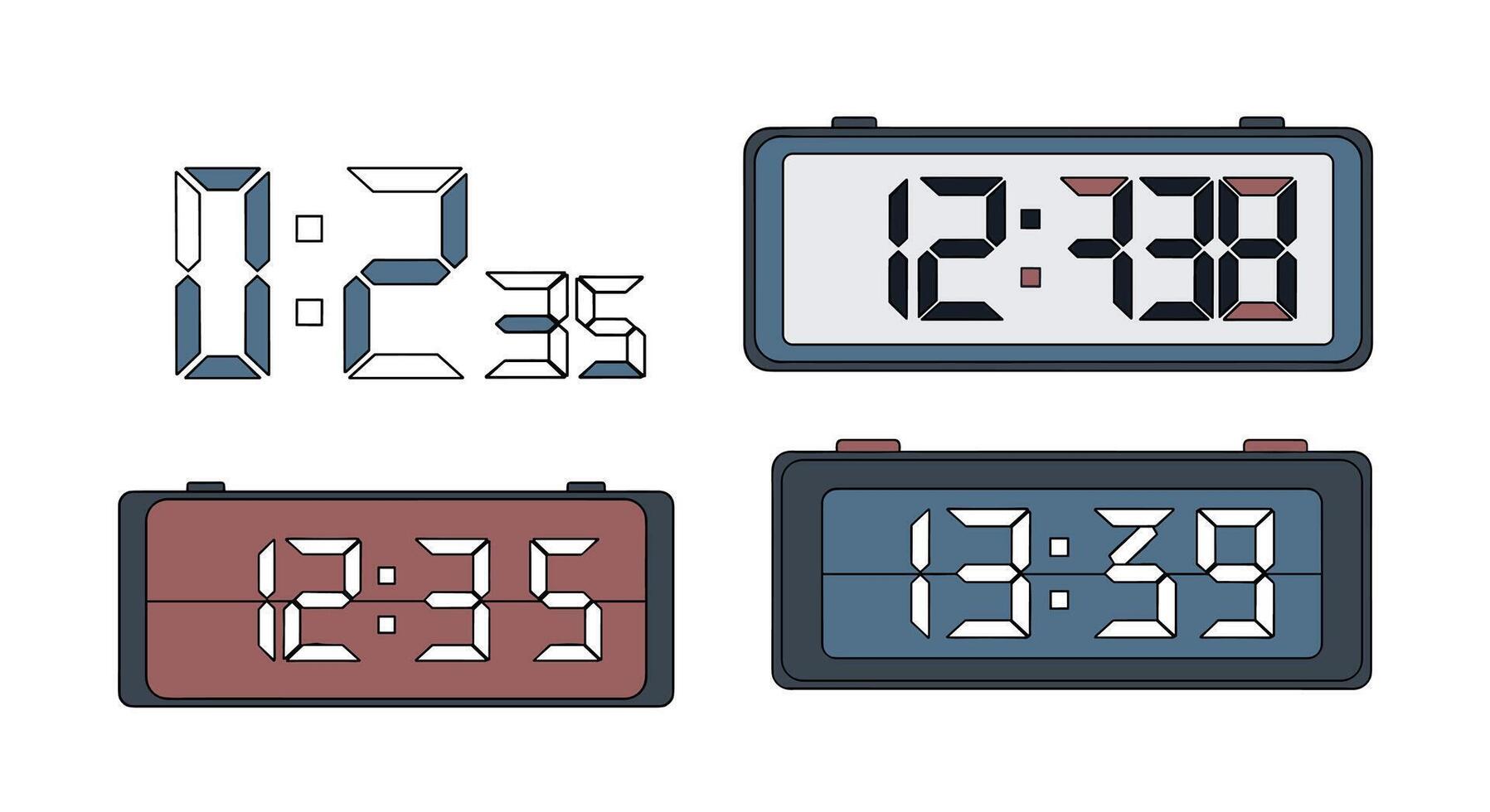 Understanding the Digital Display Clock Its Design Variations and Time Telling Aspects Explored vector