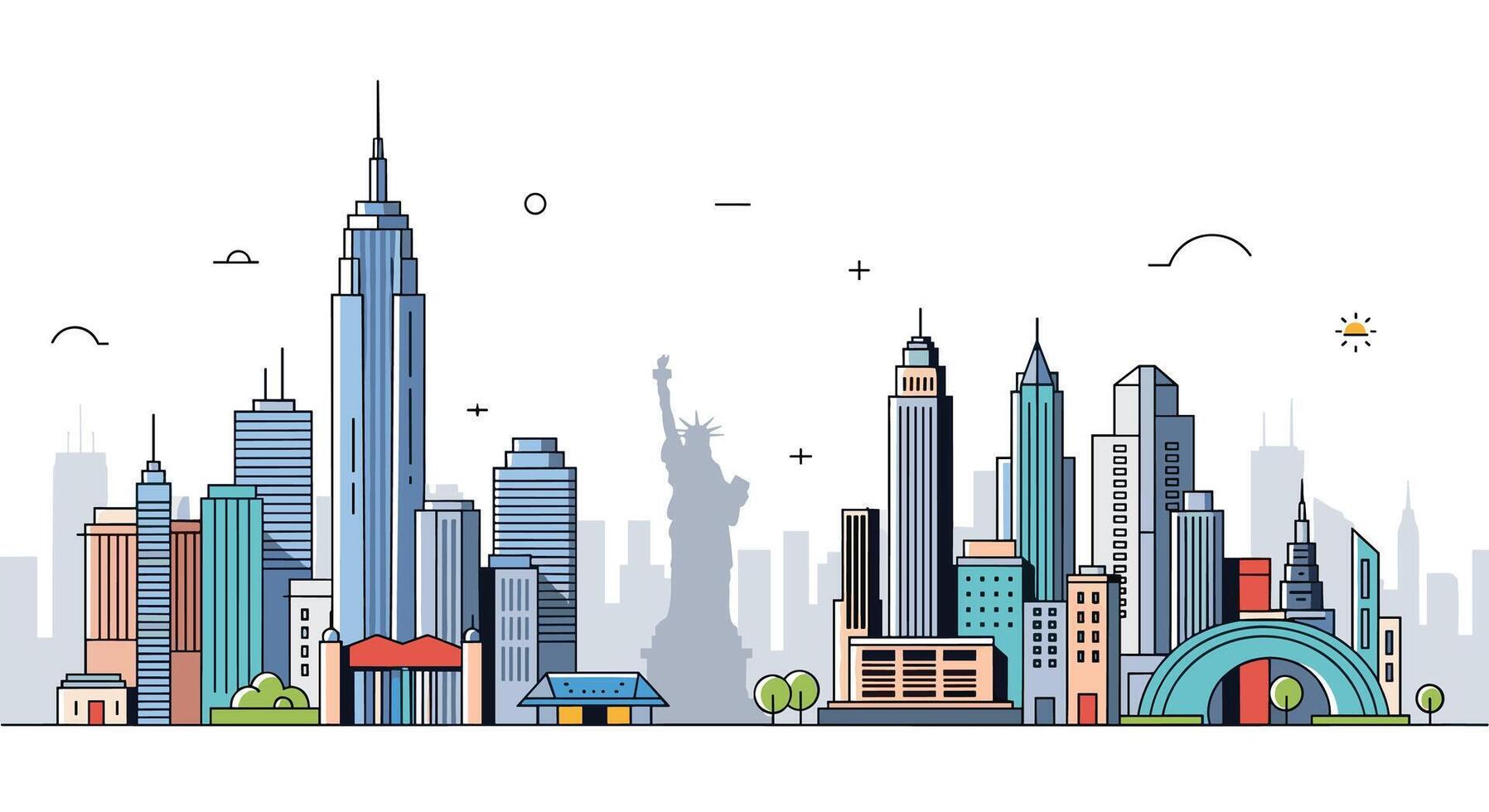 Exploring the Architectural Landscape of New York City A Blend of Modernity and History vector