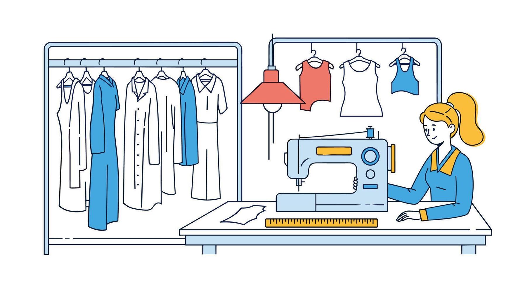 The Art of Sewing Creating Custom Clothes and Apparel with a Sewing Machine vector