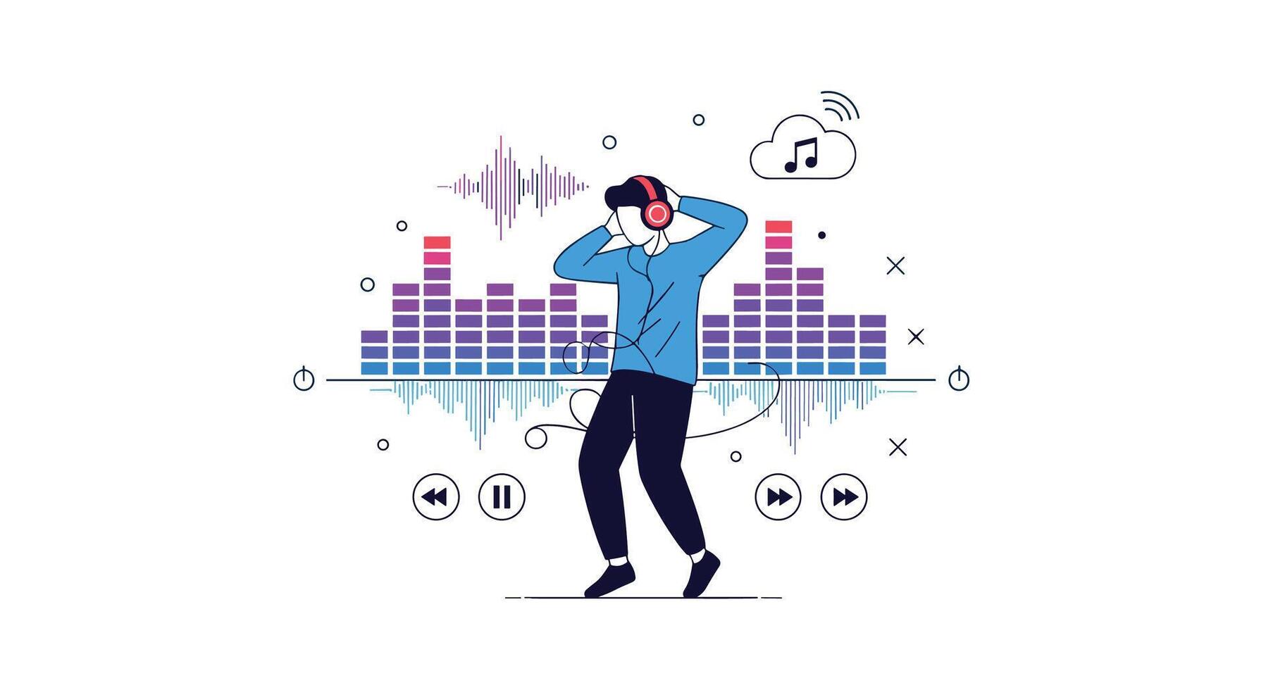 Enjoying the Symphony of Life Finding Harmony Through Music Dancing in the Clouds vector