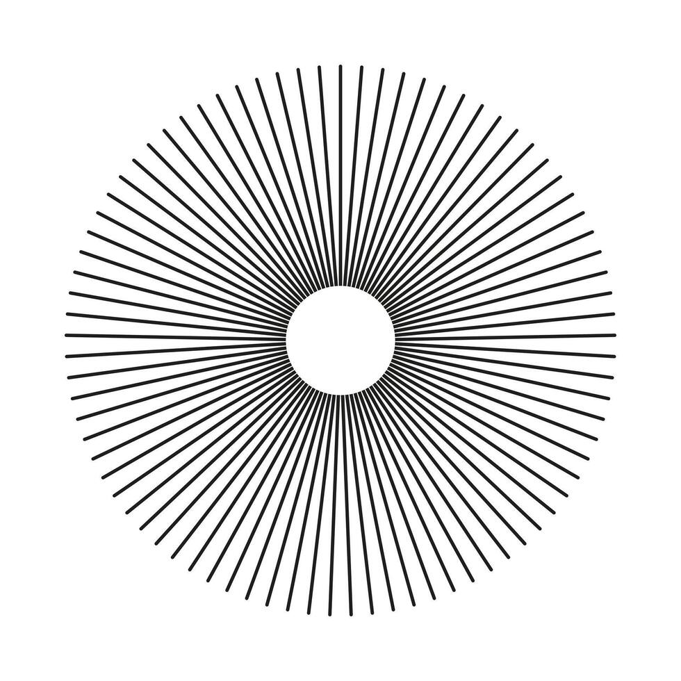 Star sun rays, burst. Spokes grid with radiating stripes. Round radial radiation lines. Circulars lines beams. Abstract geometric shape pattern. vector