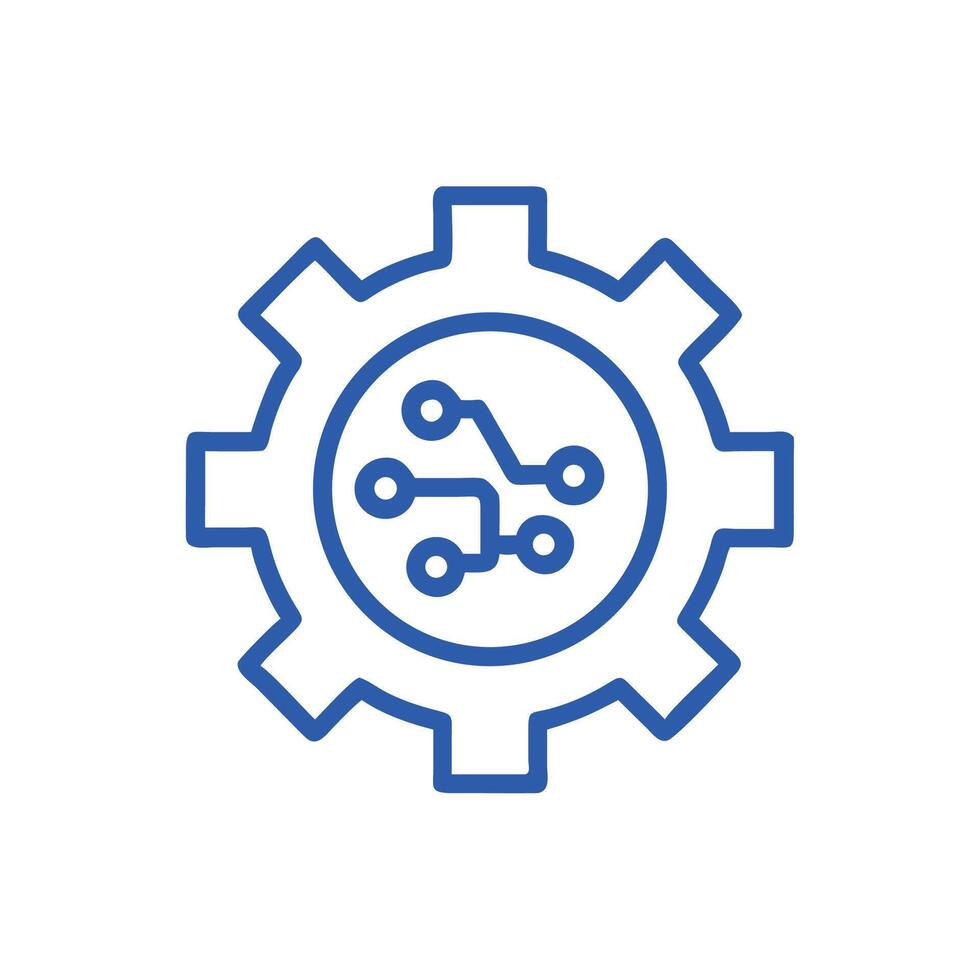 A blue gearwheel with a network icon vector