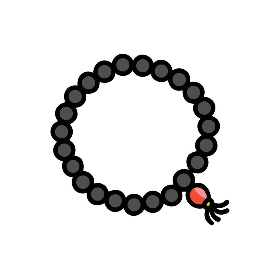A black bracelet with a red bead on it vector