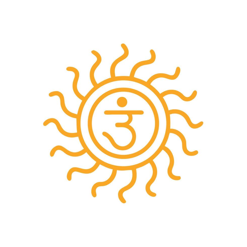 The sun symbol is shown in a flat design vector