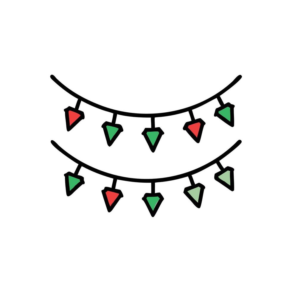 line drawing of a string of Christmas lights vector