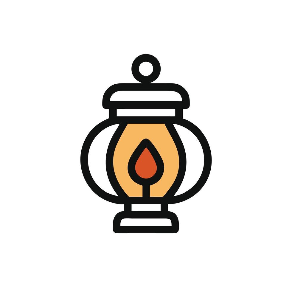 A lamp with a flame inside it on a white background vector