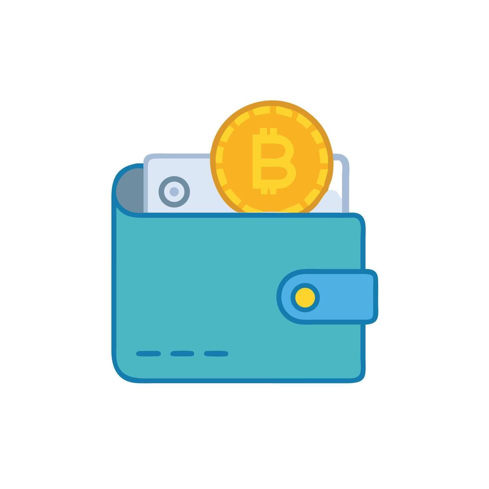 Bitcoin wallet icon with coin vector