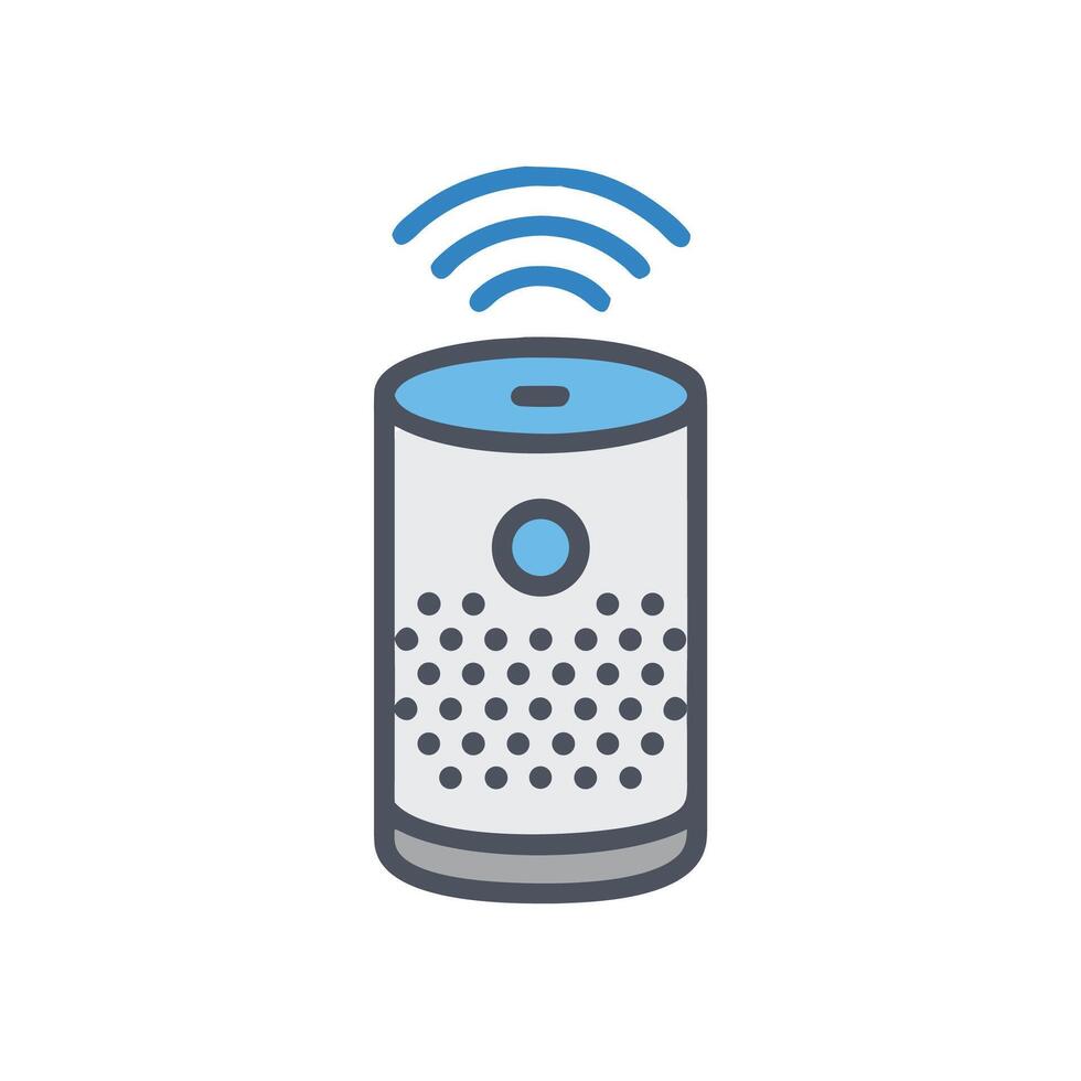 A smart speaker with a blue dot on it vector