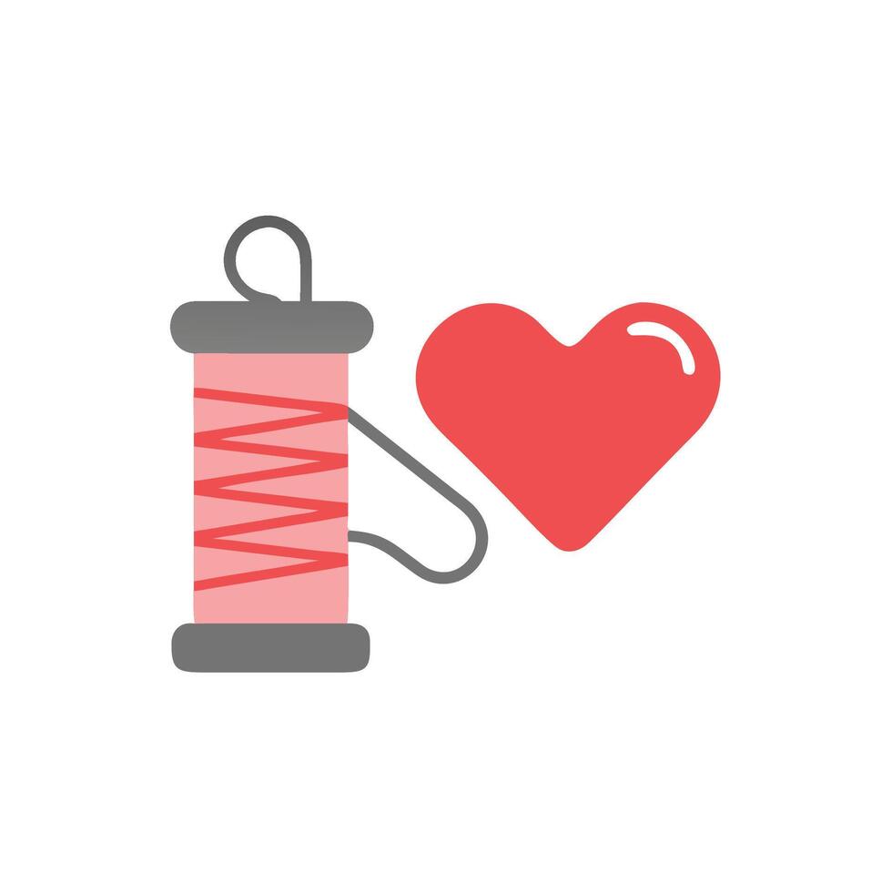 A spool of thread and a heart icon vector