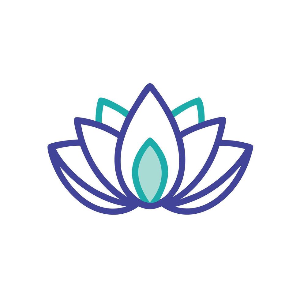 A lotus flower logo with a blue and green outline vector