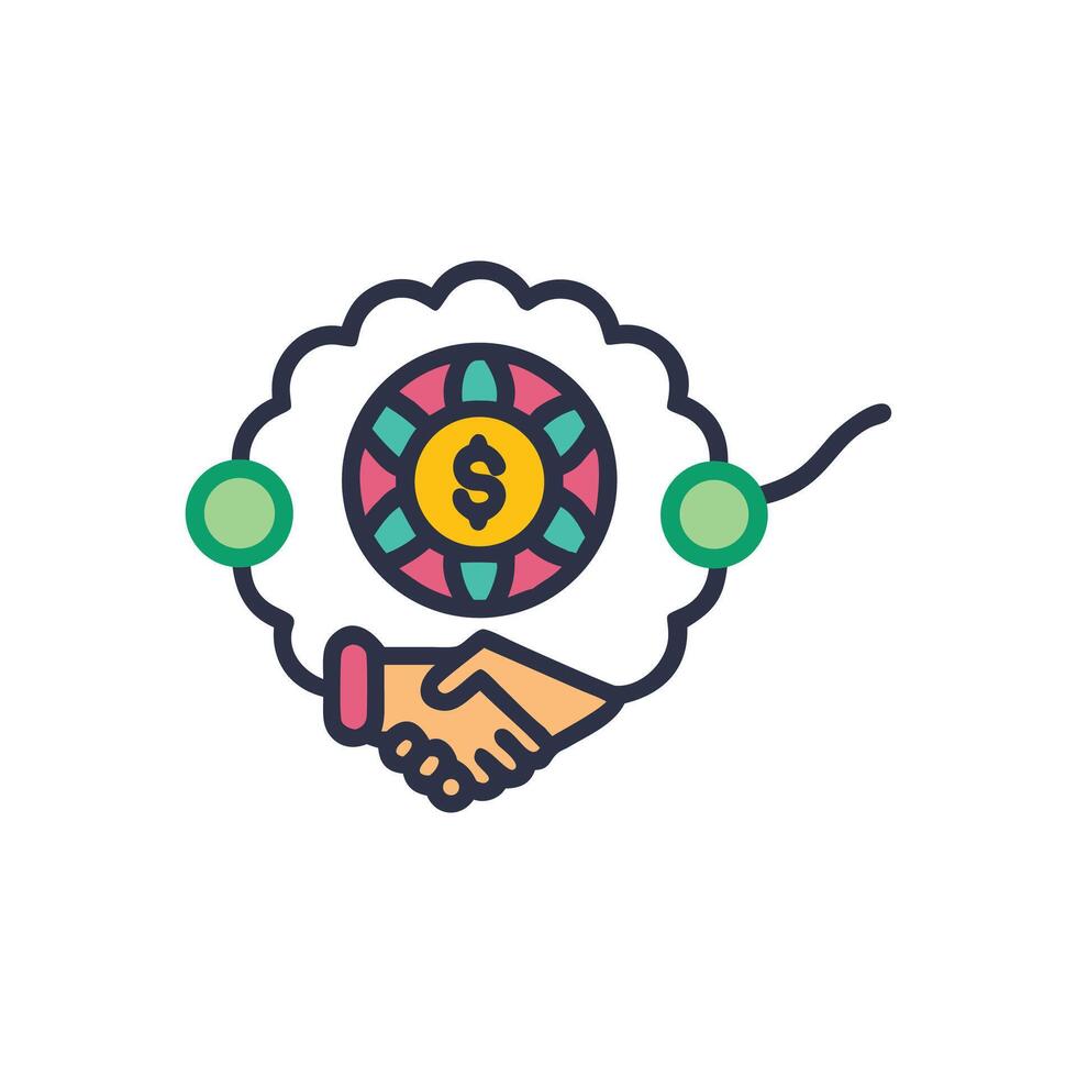 A hand shaking hands with a dollar sign vector
