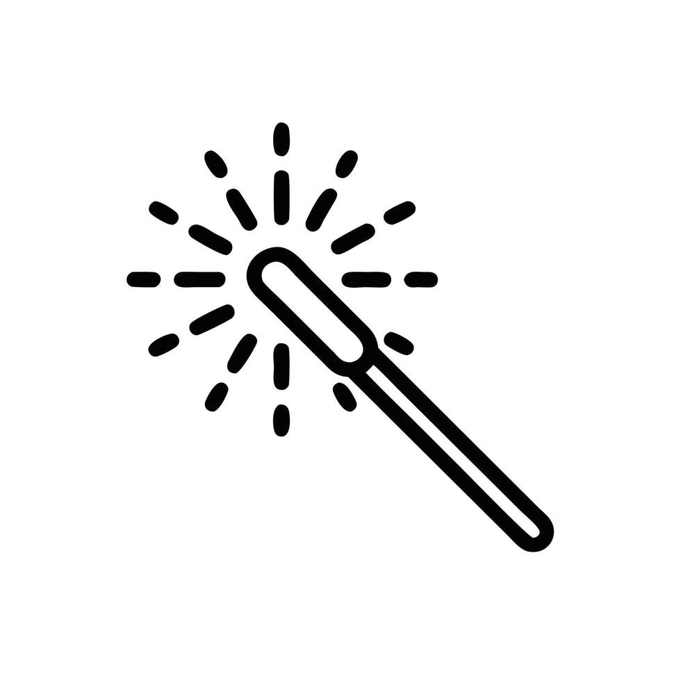 A black and white icon of a sparkler vector