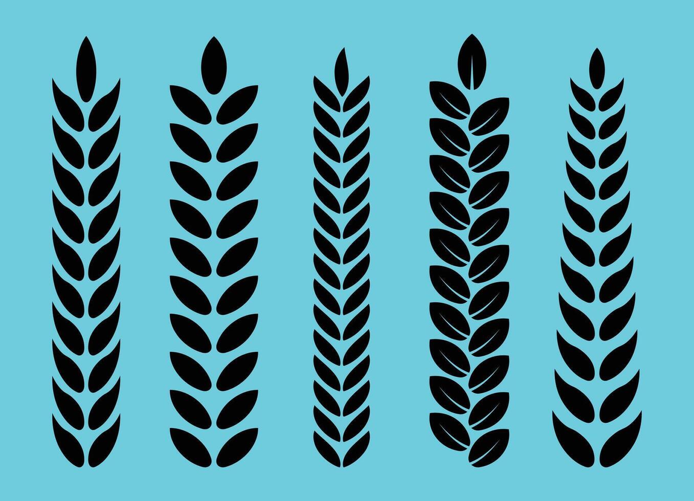 Five black leaf design with branch vector