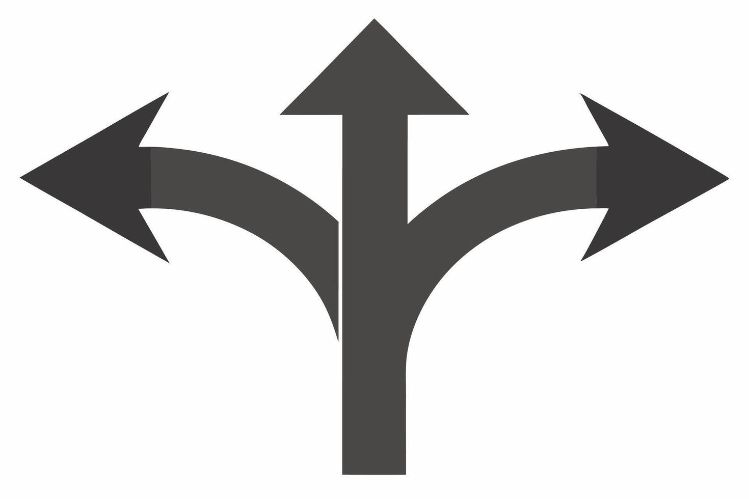 Dark Grey Forked Arrow Icon Three Directions Split Path vector